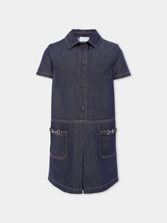 Vestito denim per bambina con morsetto,Gucci Kids,827449 XDDCP 4100