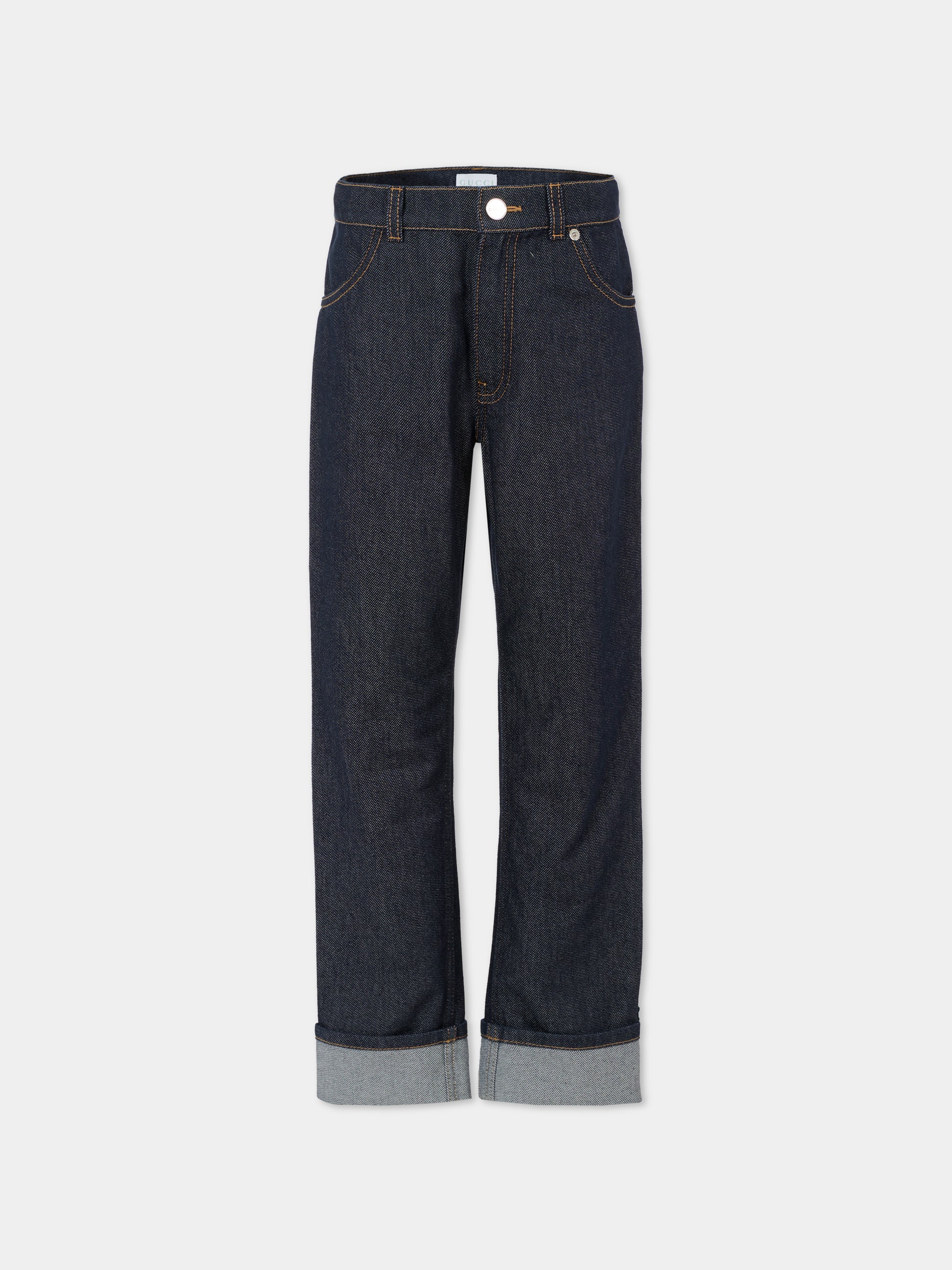 Jeans denim per bambini con dettaglio Web,Gucci Kids,826644 XDDCE 4759