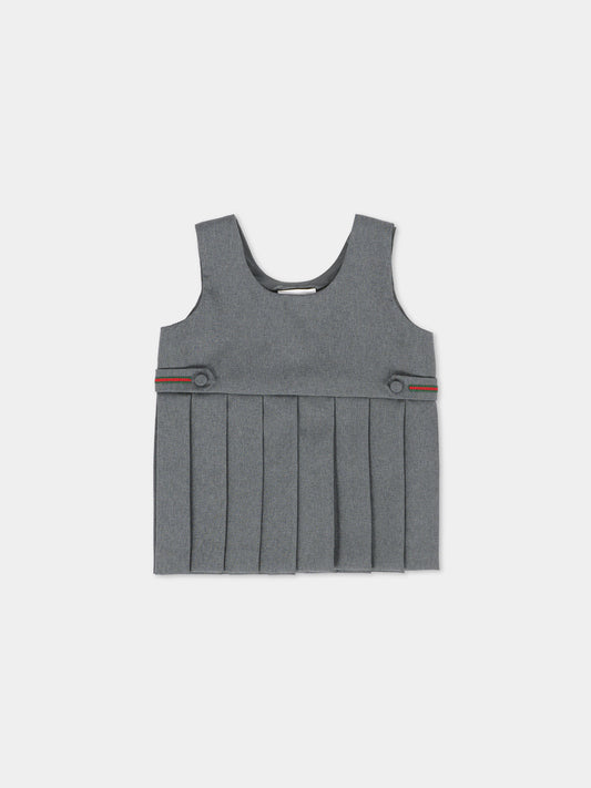 Vestito grigio per neonata con dettaglio Web,Gucci Kids,834384 XWA1Z 1401