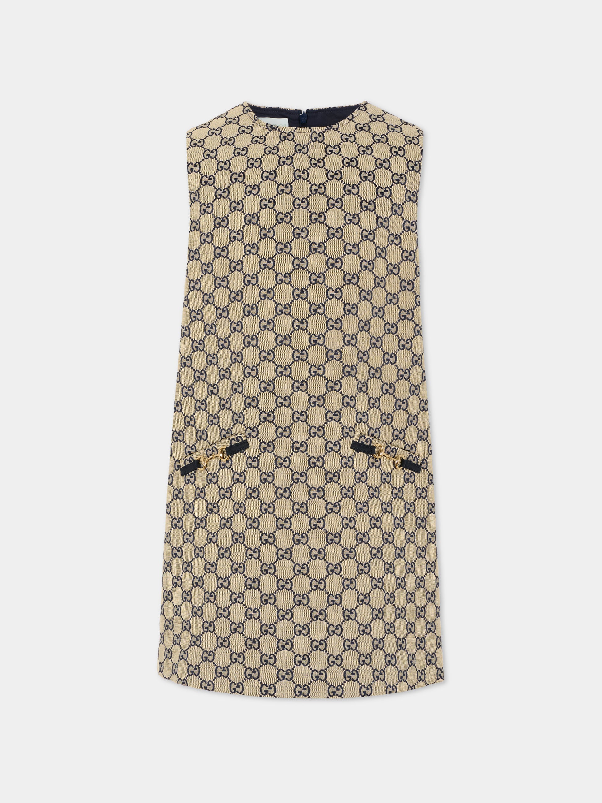 Vestito beige per bambina con morsetto,Gucci Kids,828472 XWA2M 9118
