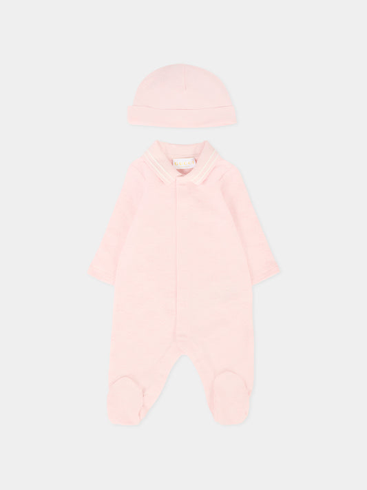 Set rosa per neonata con motivo GG,Gucci Kids,825169 XJHA9 5399