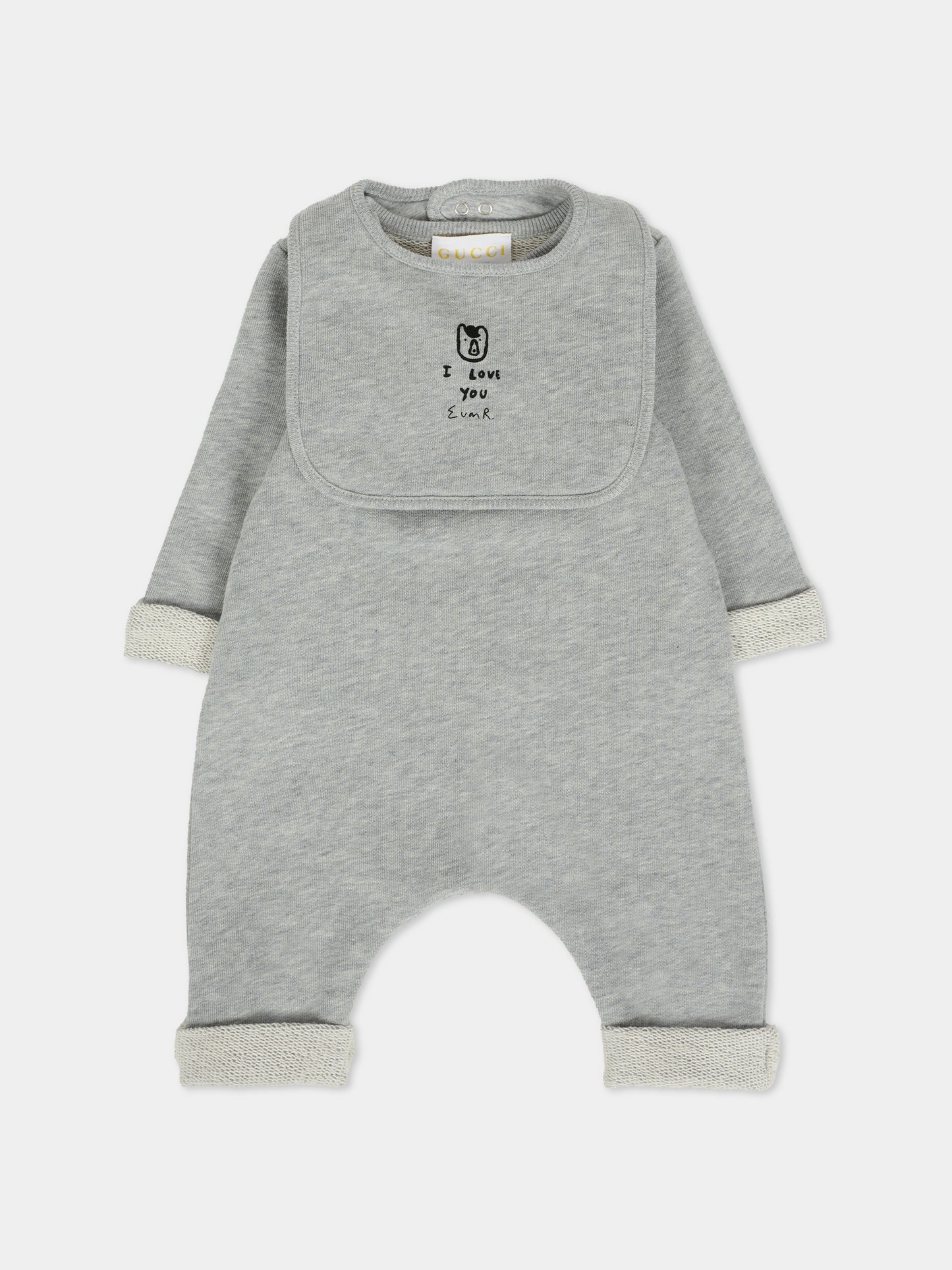 Set tutina grigia per neonati con cane Gucci,Gucci Kids,828842 XJHES 1183