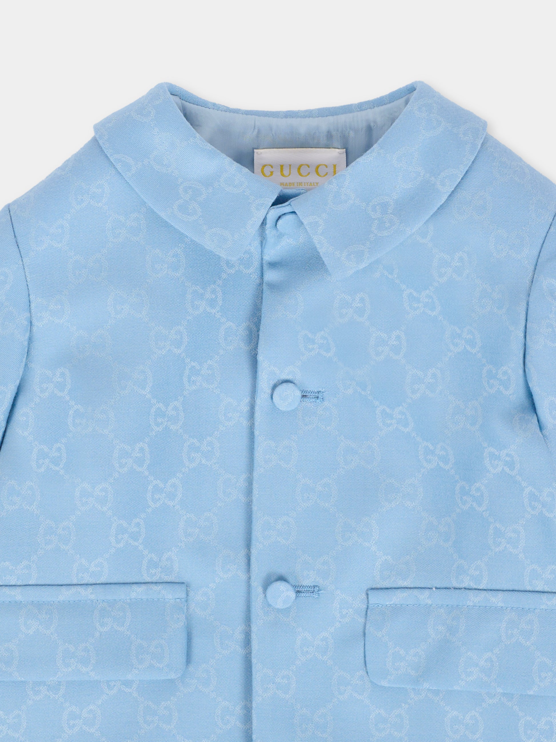 Giacca azzurra per neonato con GG,Gucci Kids,824864 XWA5D 4488