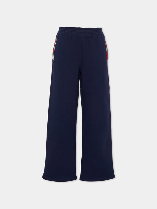 Pantaloni blu per bambini con dettaglio Web,Gucci Kids,825179 XJHAQ 4780