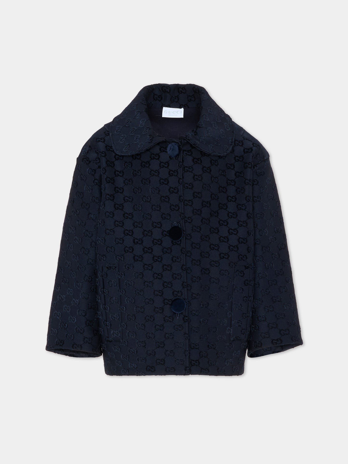 Giacca blu per bambina con motivo GG,Gucci Kids,828849 XJHD5 4215