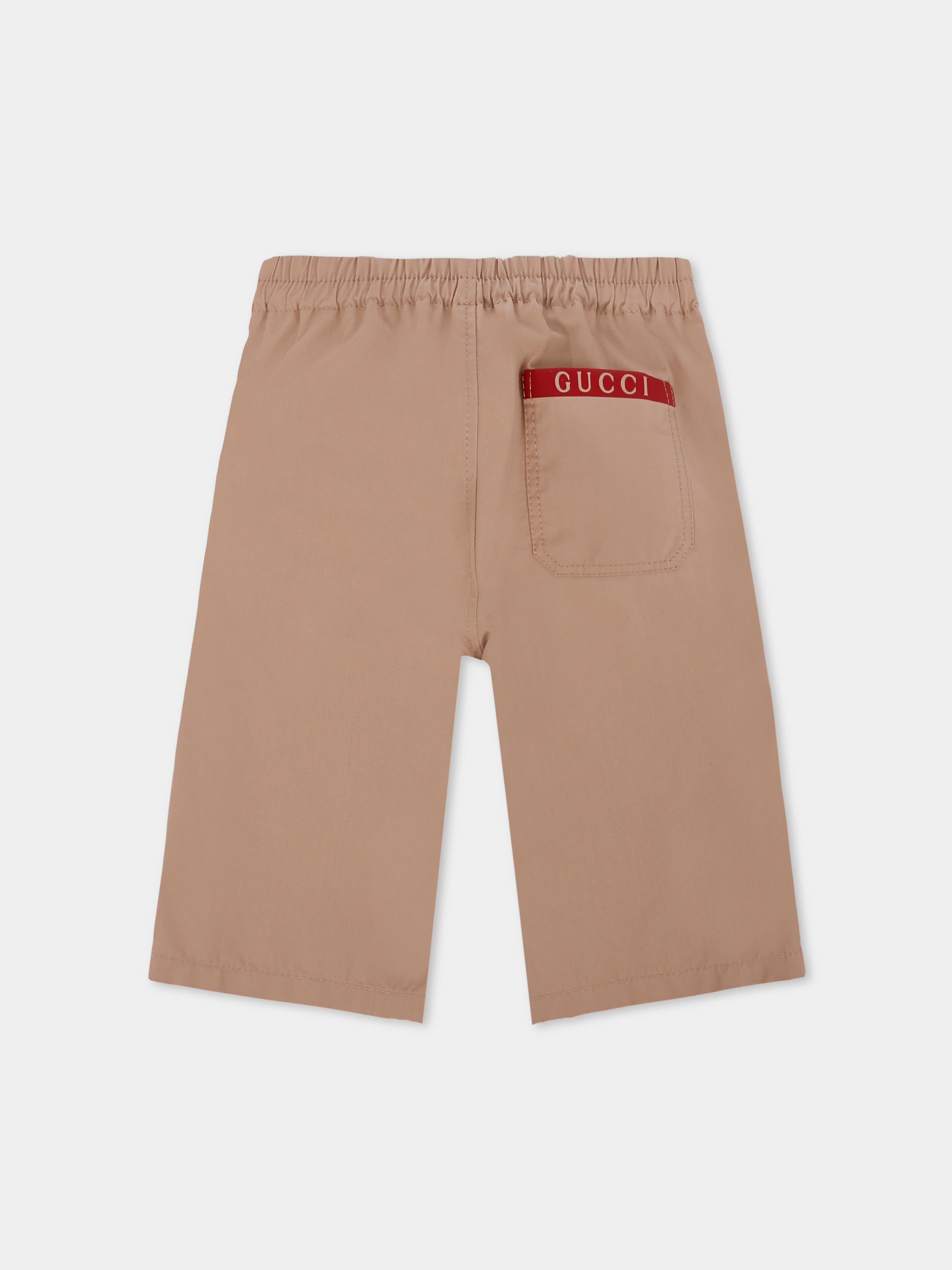 Pantaloni beige per neonato con logo,Gucci Kids,824860 XWA3V 2141