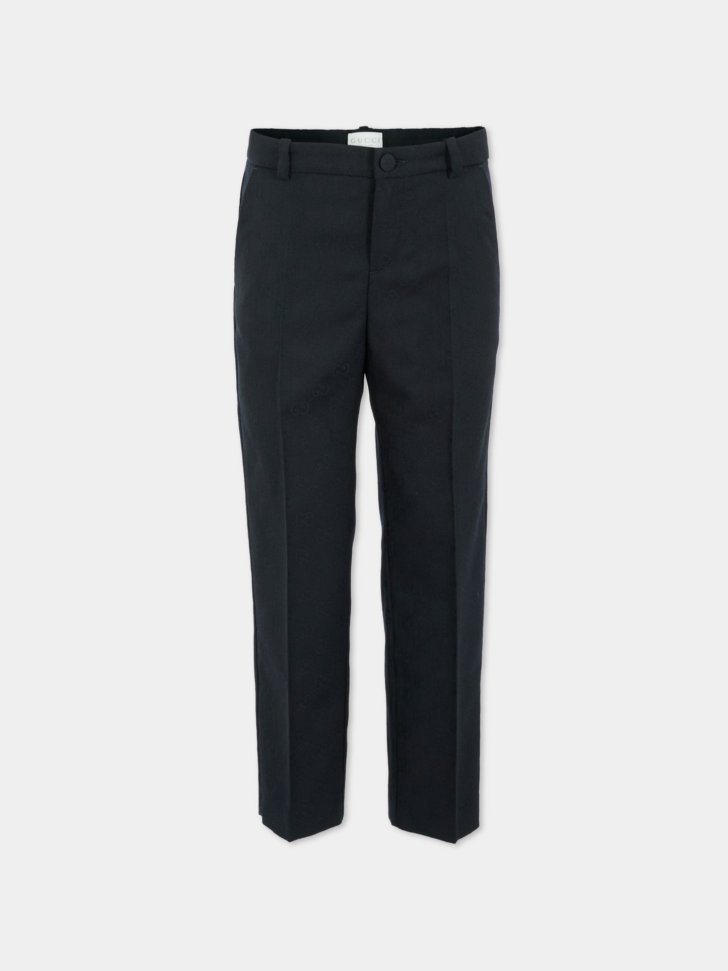 Pantaloni blu per bambino con GG,Gucci Kids,824833 XWA5C 4440