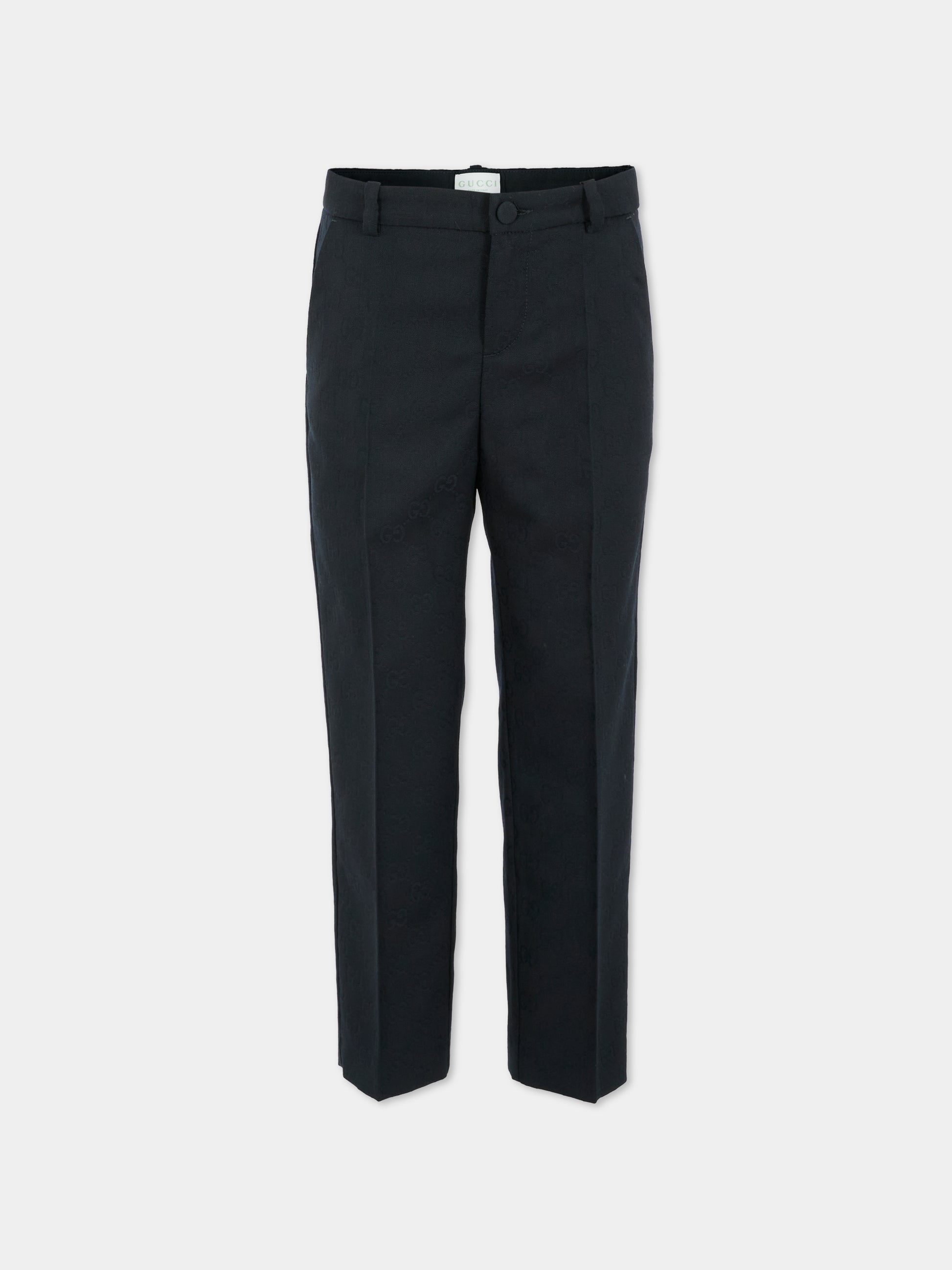 Pantaloni blu per bambino con GG,Gucci Kids,824833 XWA5C 4440