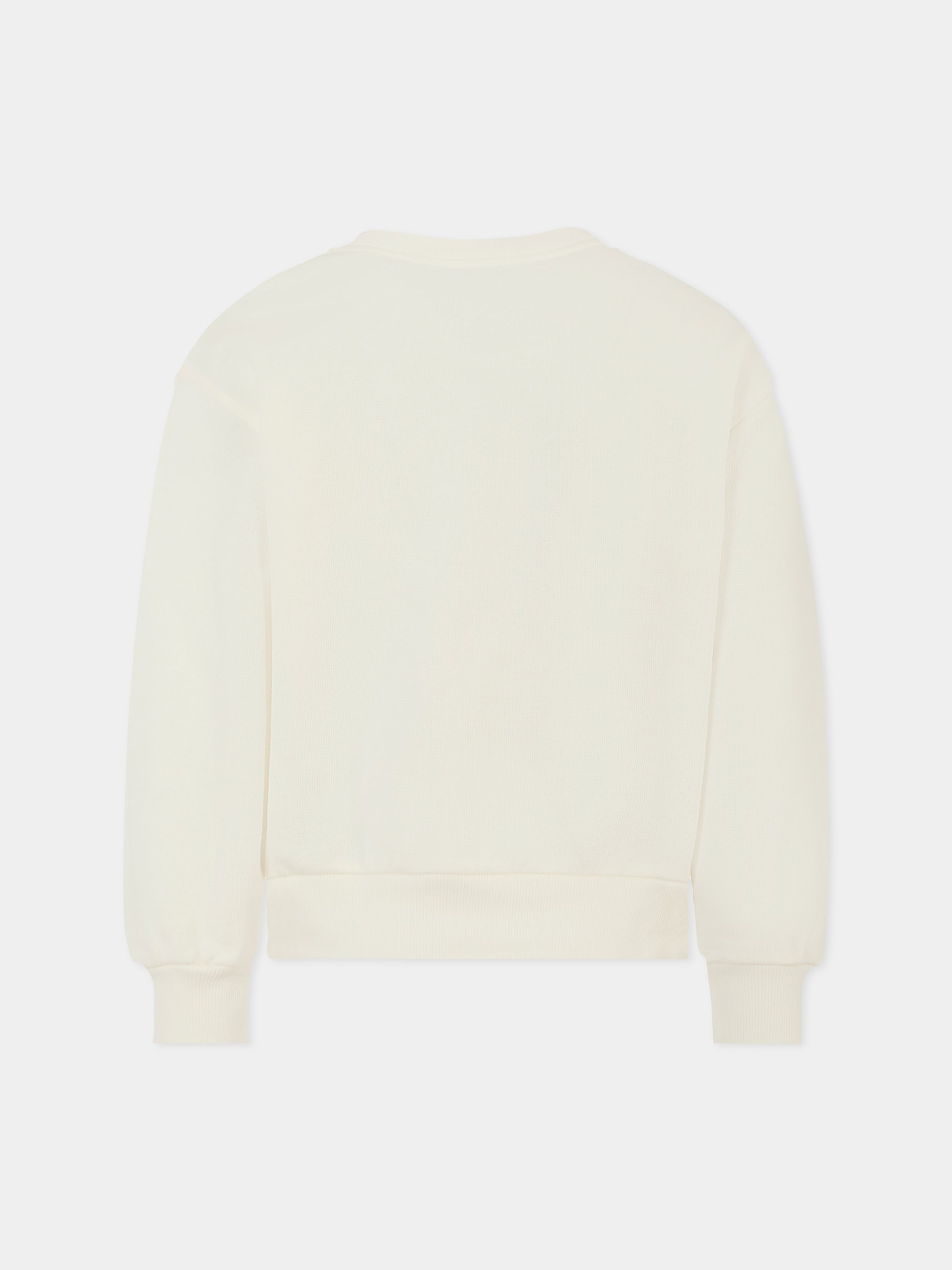 Felpa bianca per bambina con incrocio GG e fiori,Gucci Kids,799331 XJHFR 9214