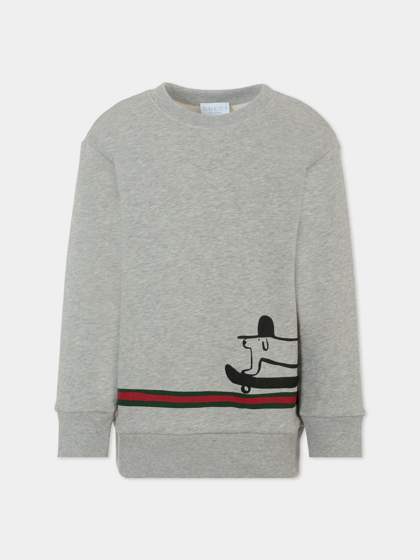 Felpa grigia per bambini con stampa cane,Gucci Kids,569693 XJHCA 1183