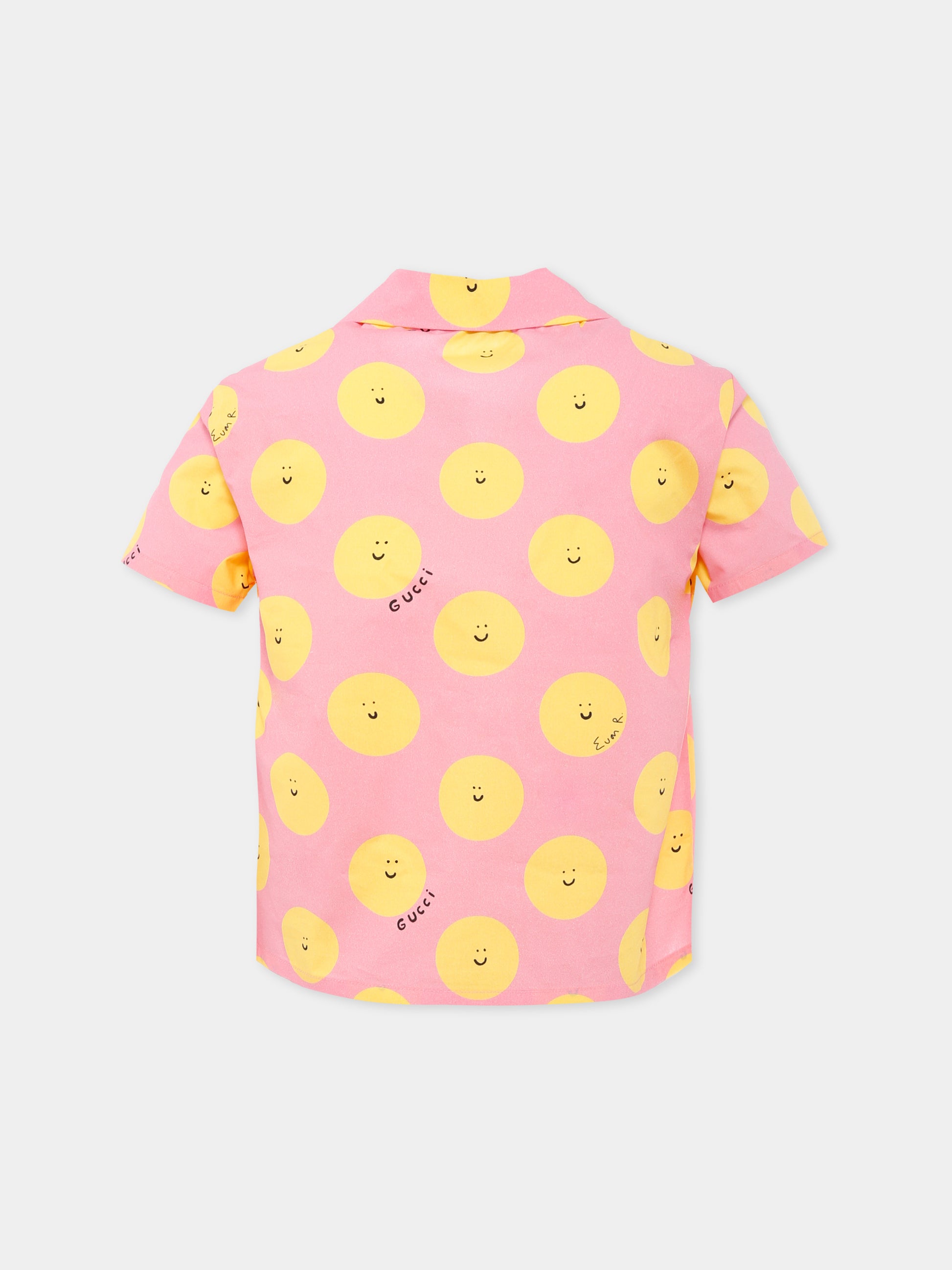 Camicia rosa per bambina con sole sorridente,Gucci Kids,831747 XWA5M 5975