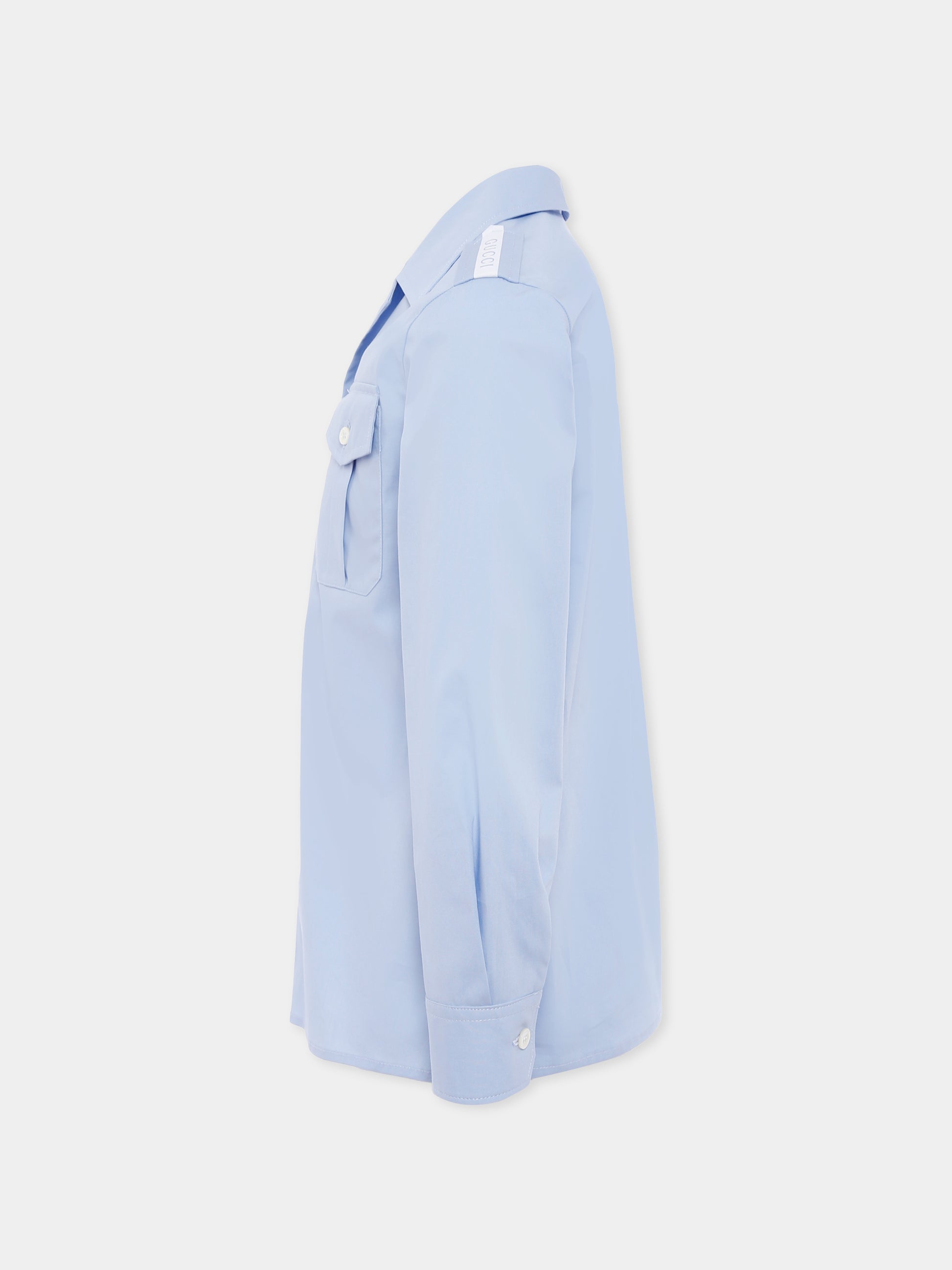 Camicia azzurra per bambino con logo,Gucci Kids,824849 XWA5F 4774