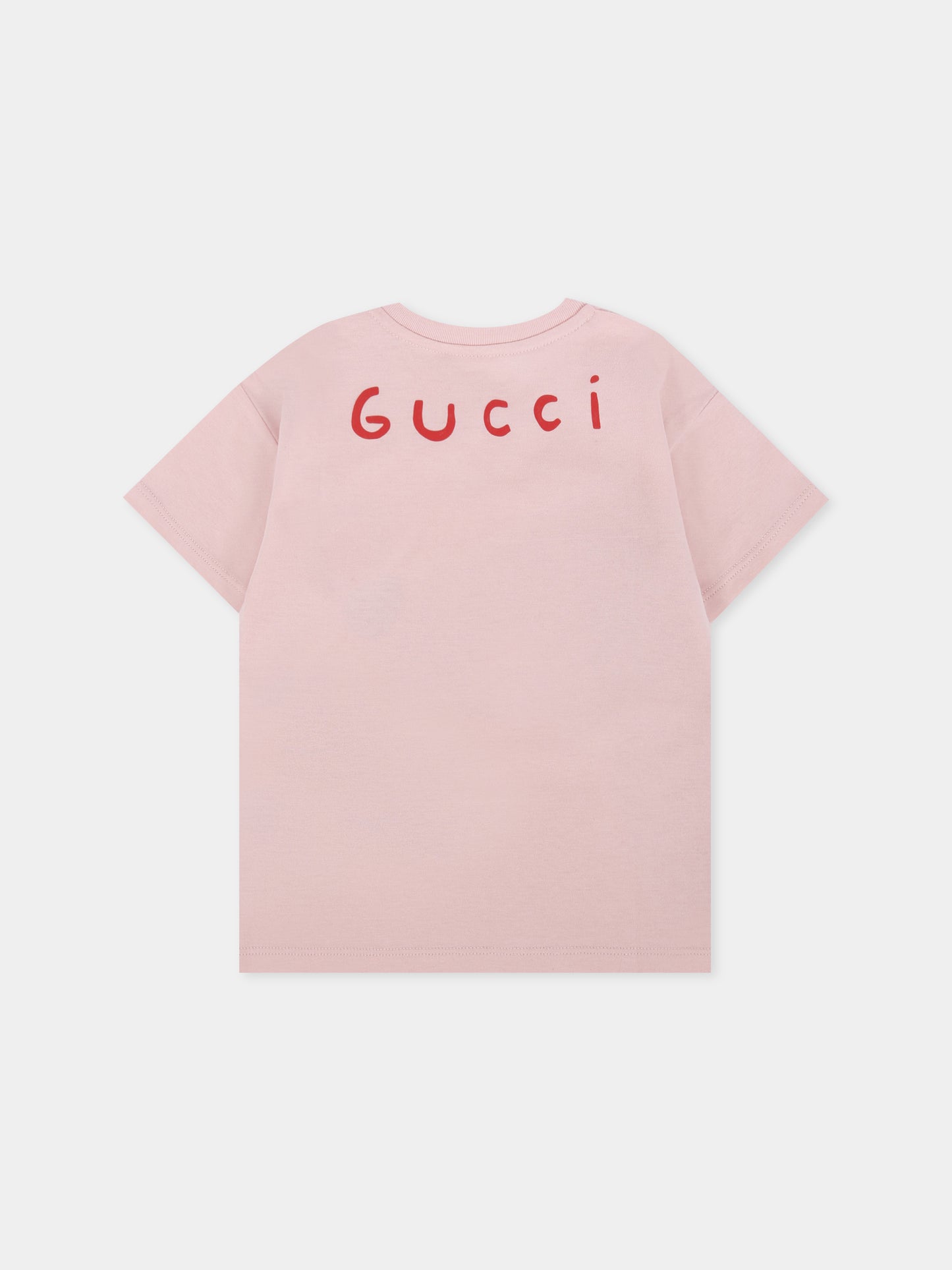 T-shirt rosa per neonata con cane,Gucci Kids,837171 XJHB1 5967