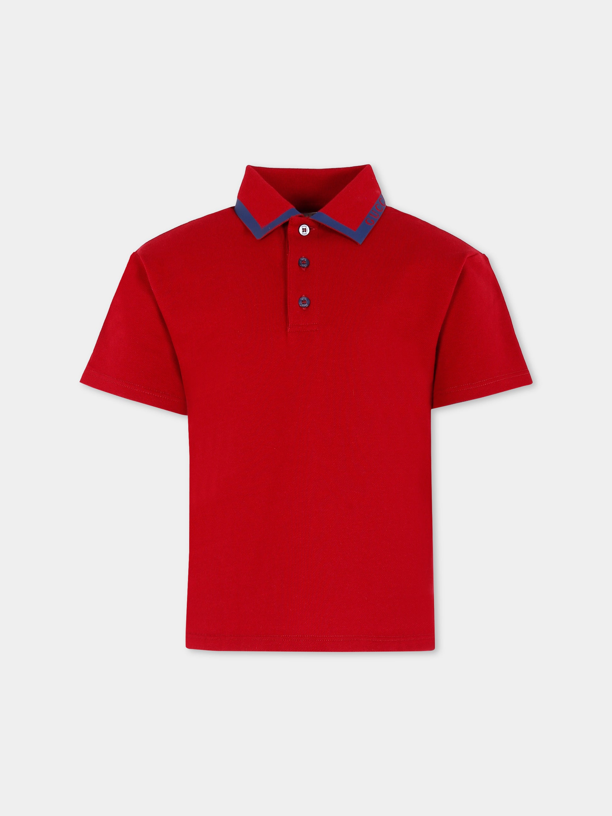 Polo rossa per bambino con logo,Gucci Kids,591426 XJHAO 6257