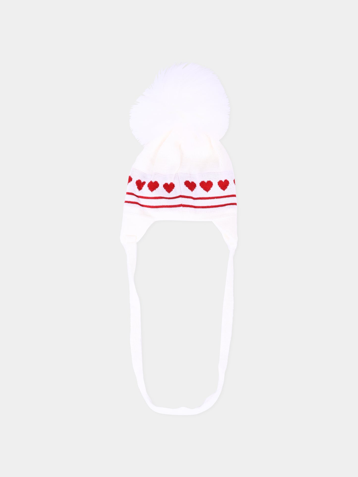 Berretto bianco per neonata con cuori,Monnalisa,39F009 6079 0143
