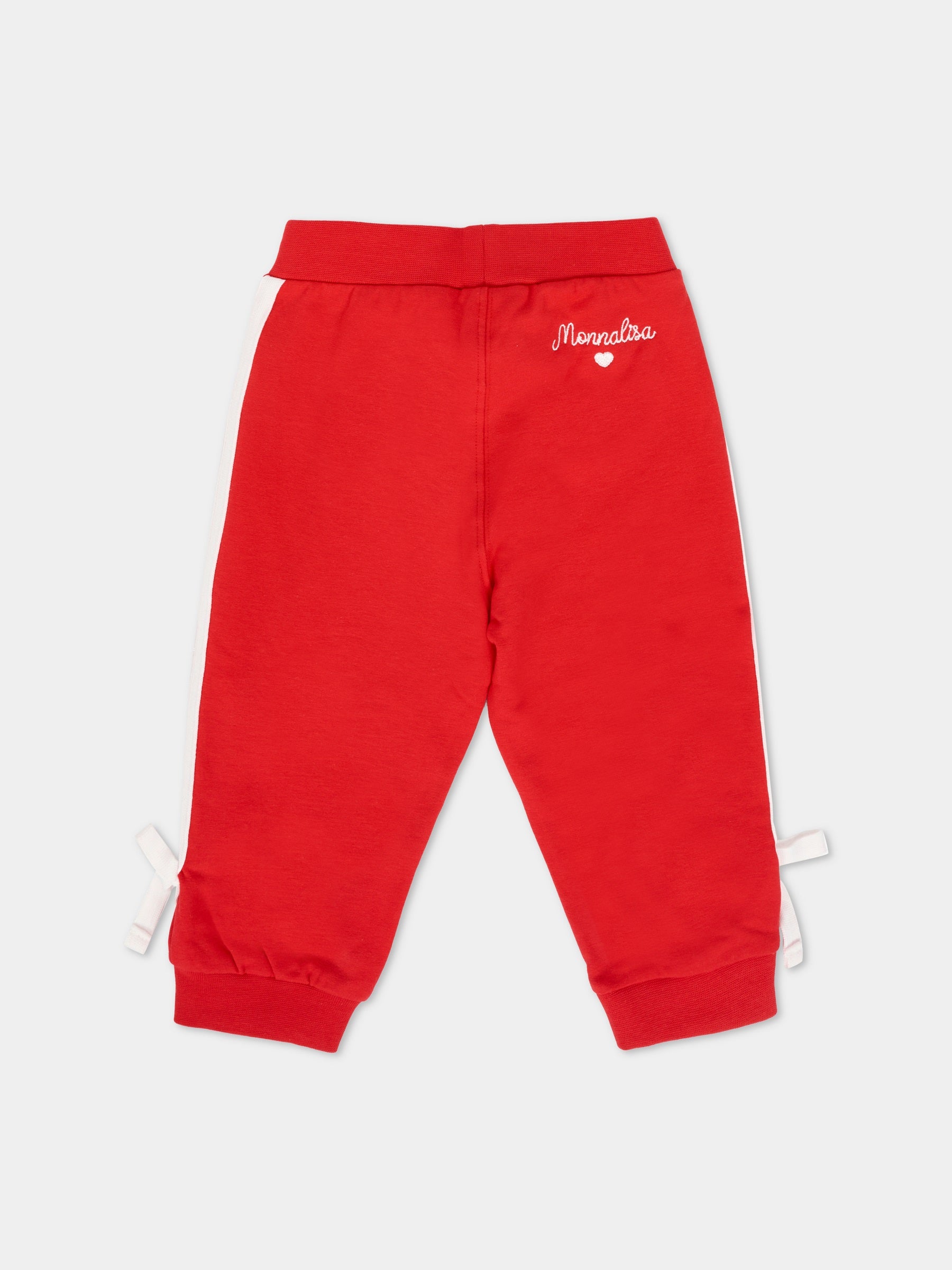 Pantaloni rossi per neonata con logo,Monnalisa,39F408 6004 0043