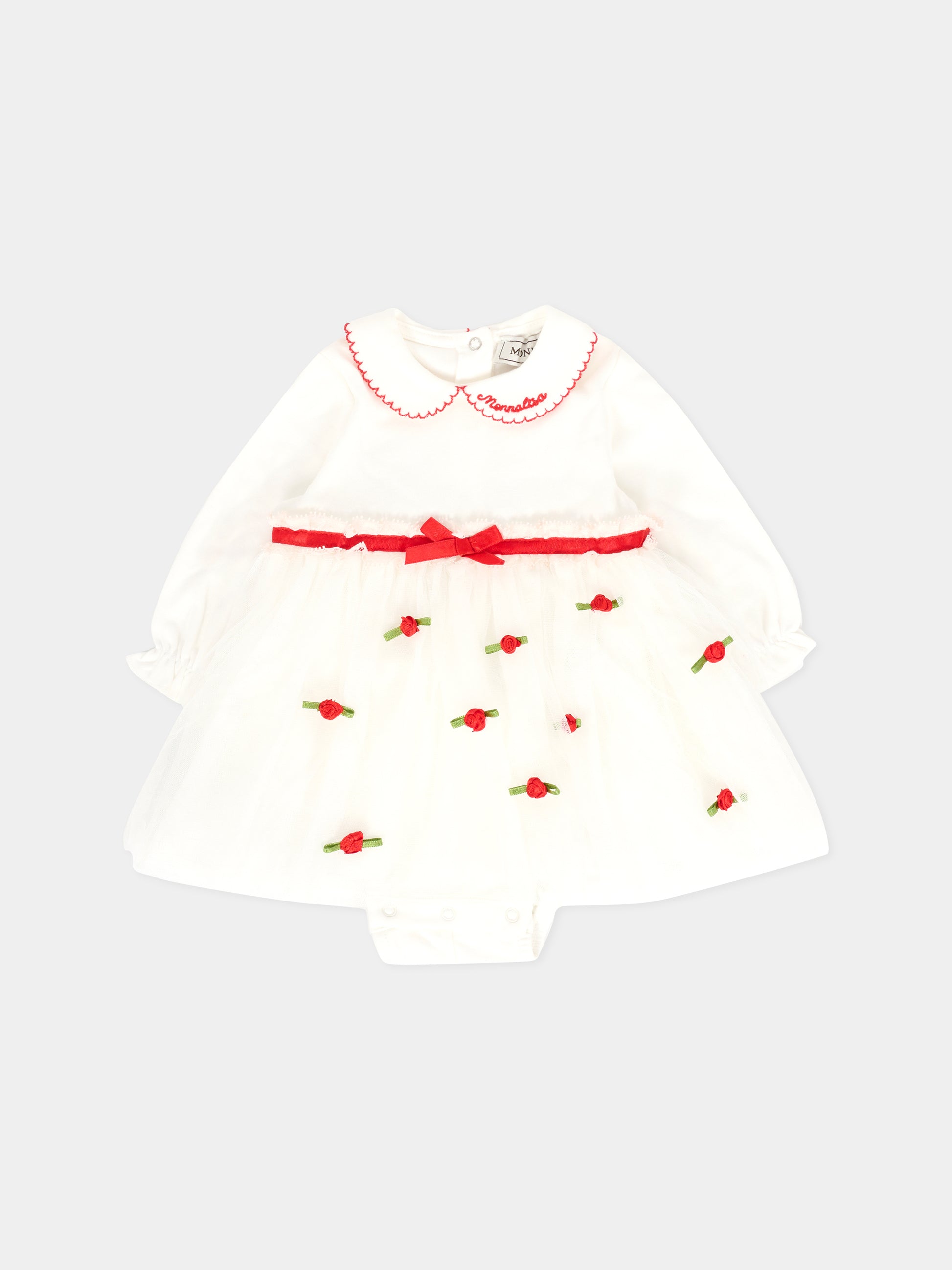 Vestito avorio per neonato con roselline,Monnalisa,35F211 6000 0143