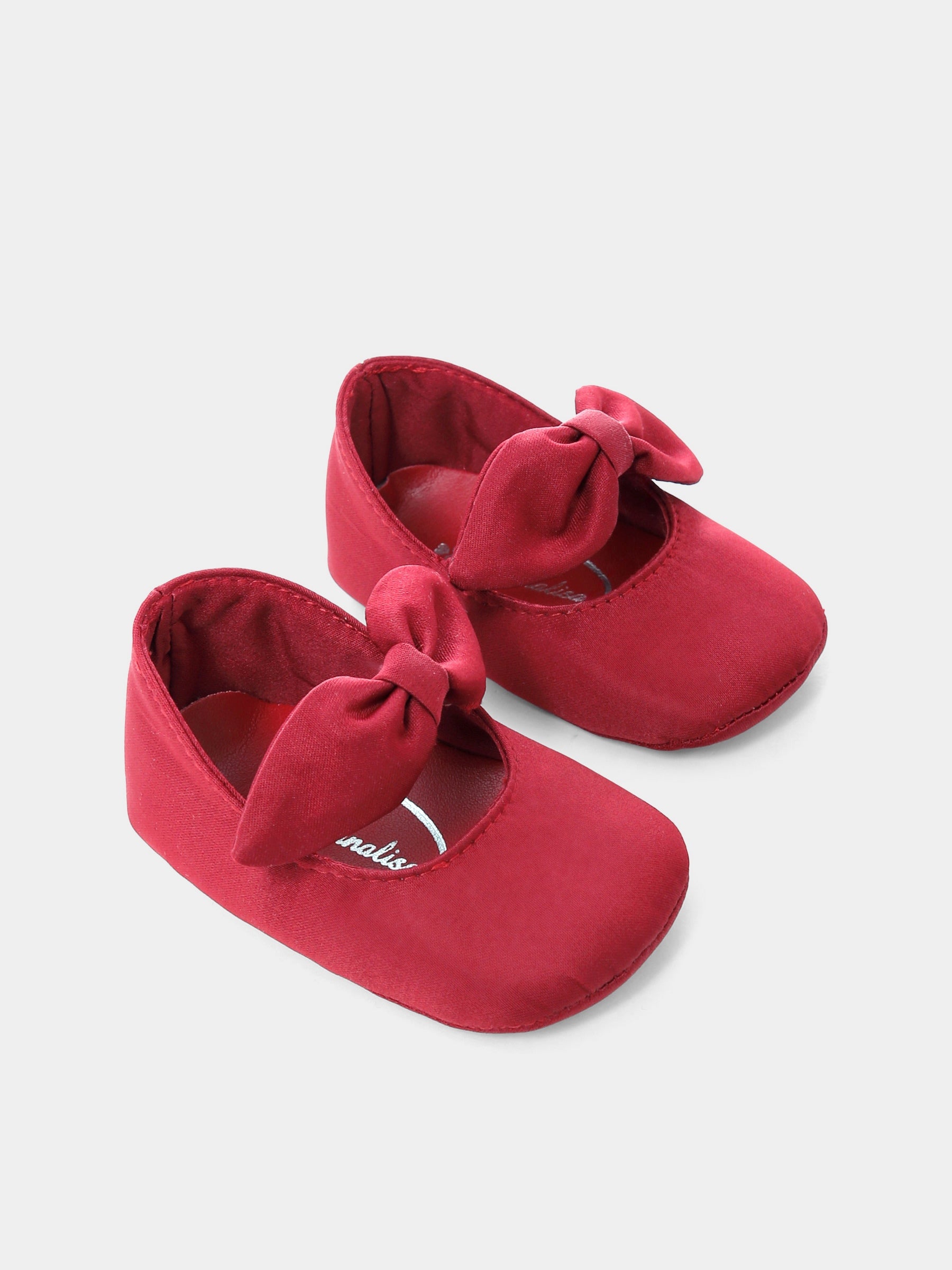 Ballerine rosse per neonata con fiocco,Monnalisa,73F005 6135 0043