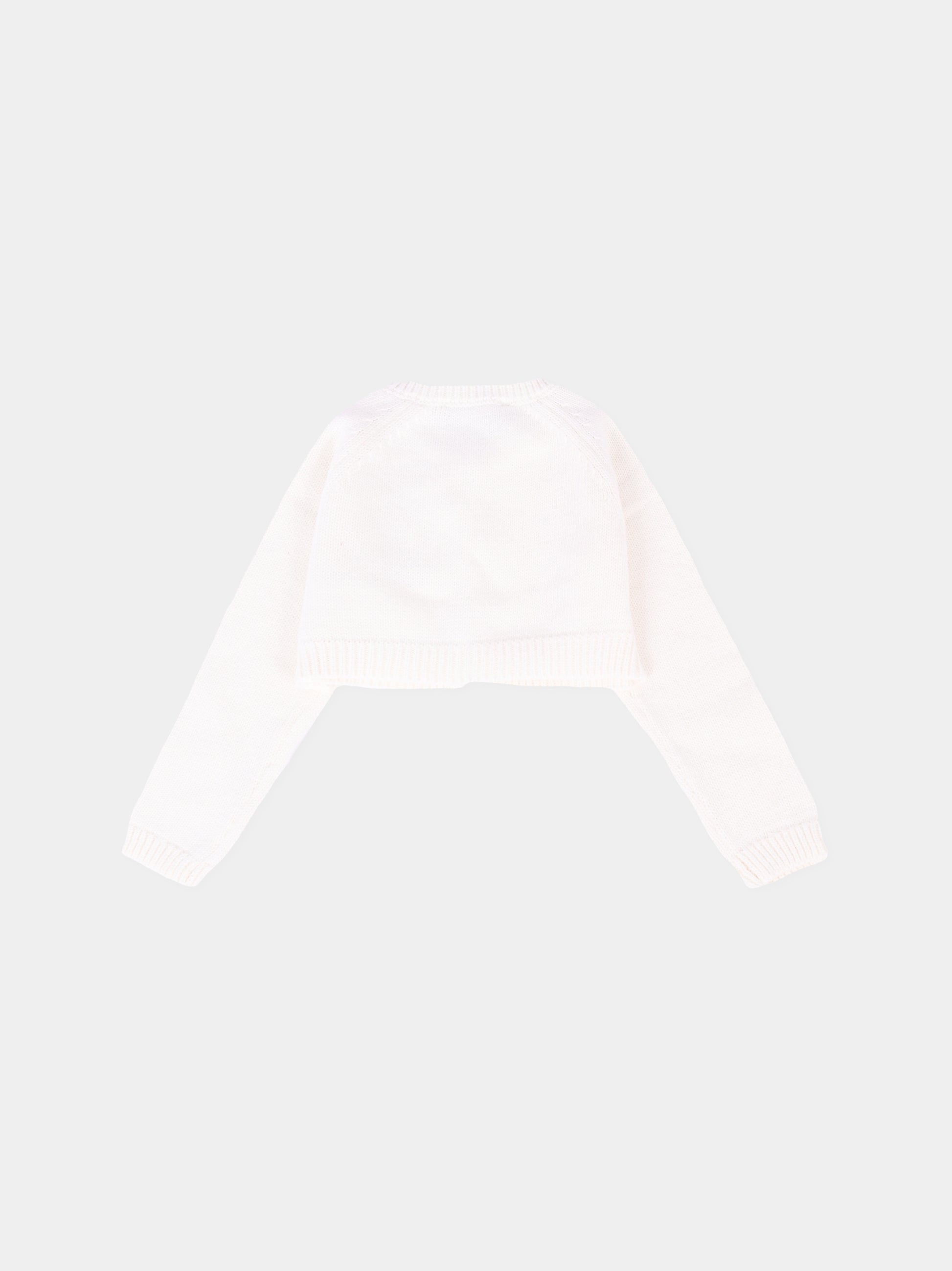 Cardigan avorio per neonata con logo,Monnalisa,73F800 6060 0001