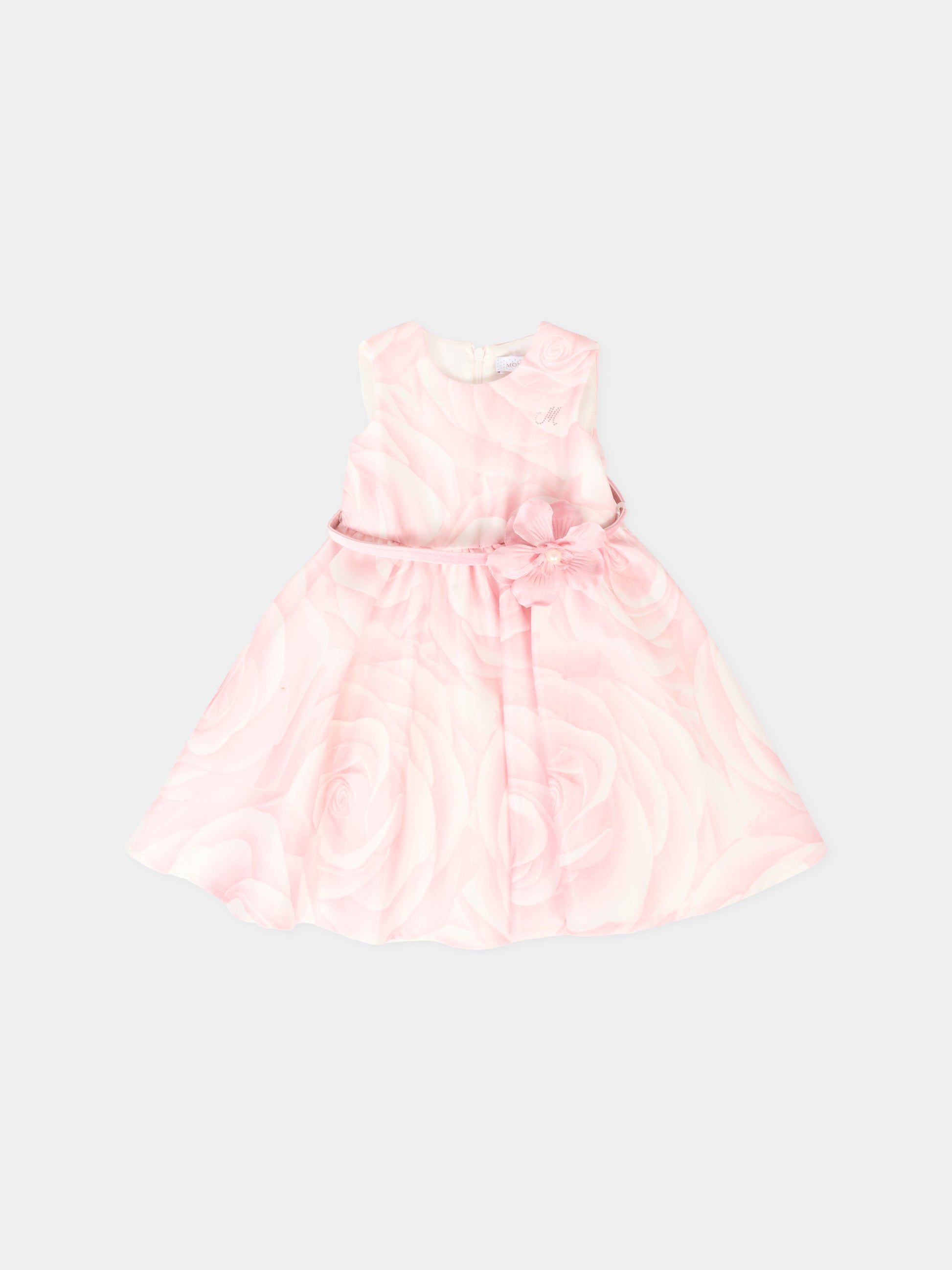 Vestito rosa per neonata con rose,Monnalisa,73F904 6680 0091