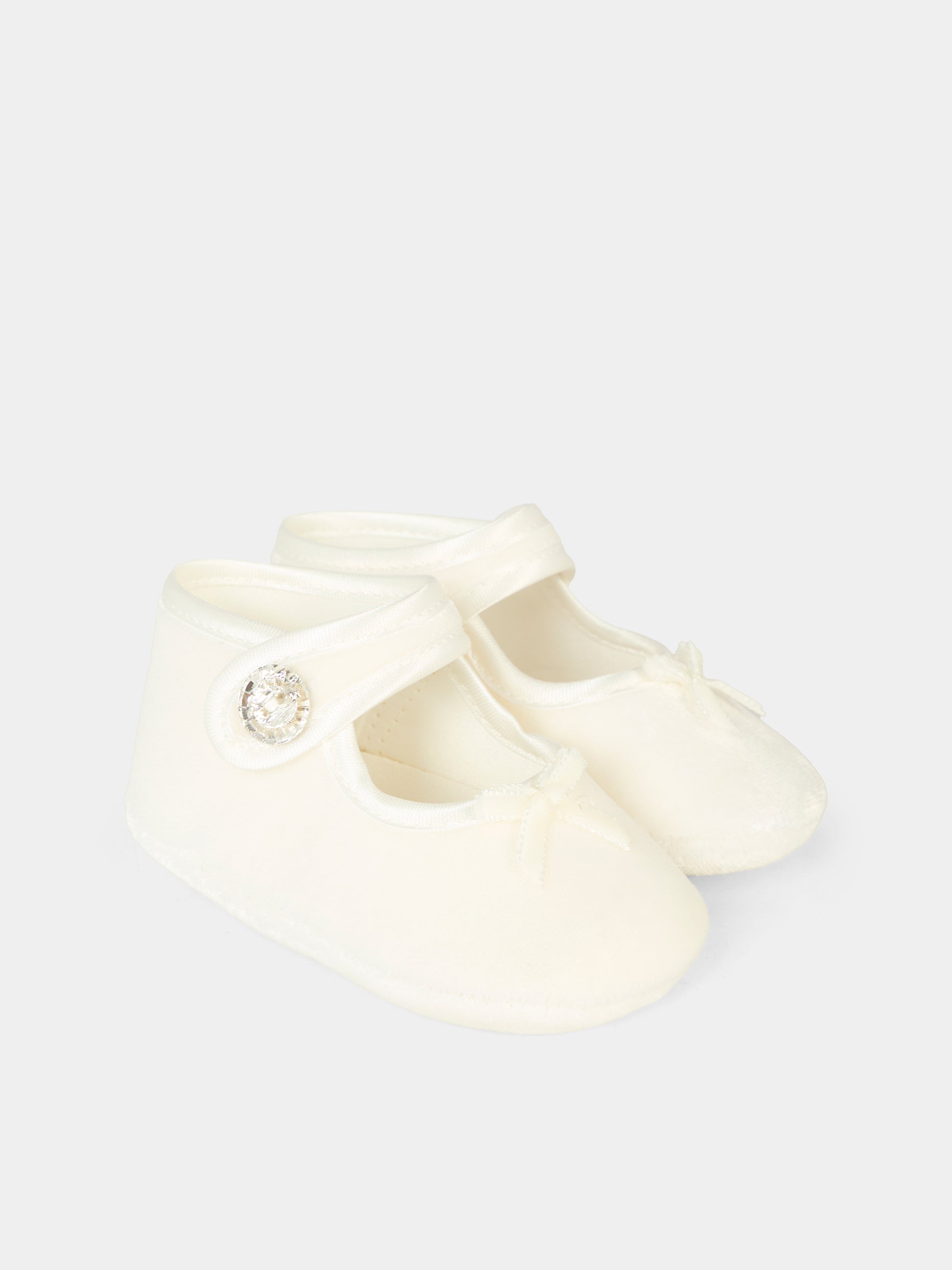 Ballerine bianche per neonata con fiocco,Monnalisa,73F003 6803 0001