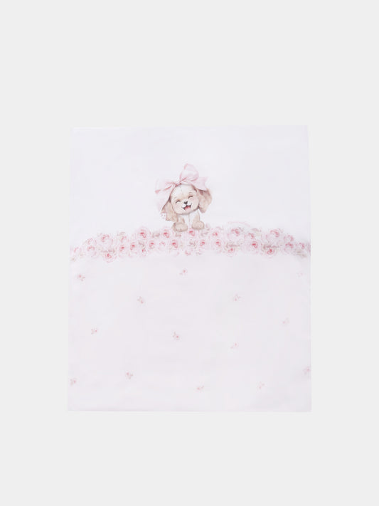 Coperta rosa per neonata con cane e rose,Monnalisa,35F001 6000 0191