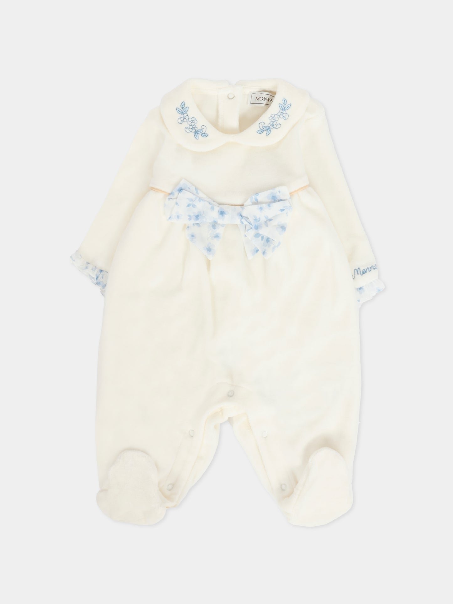 Tutina avorio per neonata con fiocco,Monnalisa,35F208 6002 0151