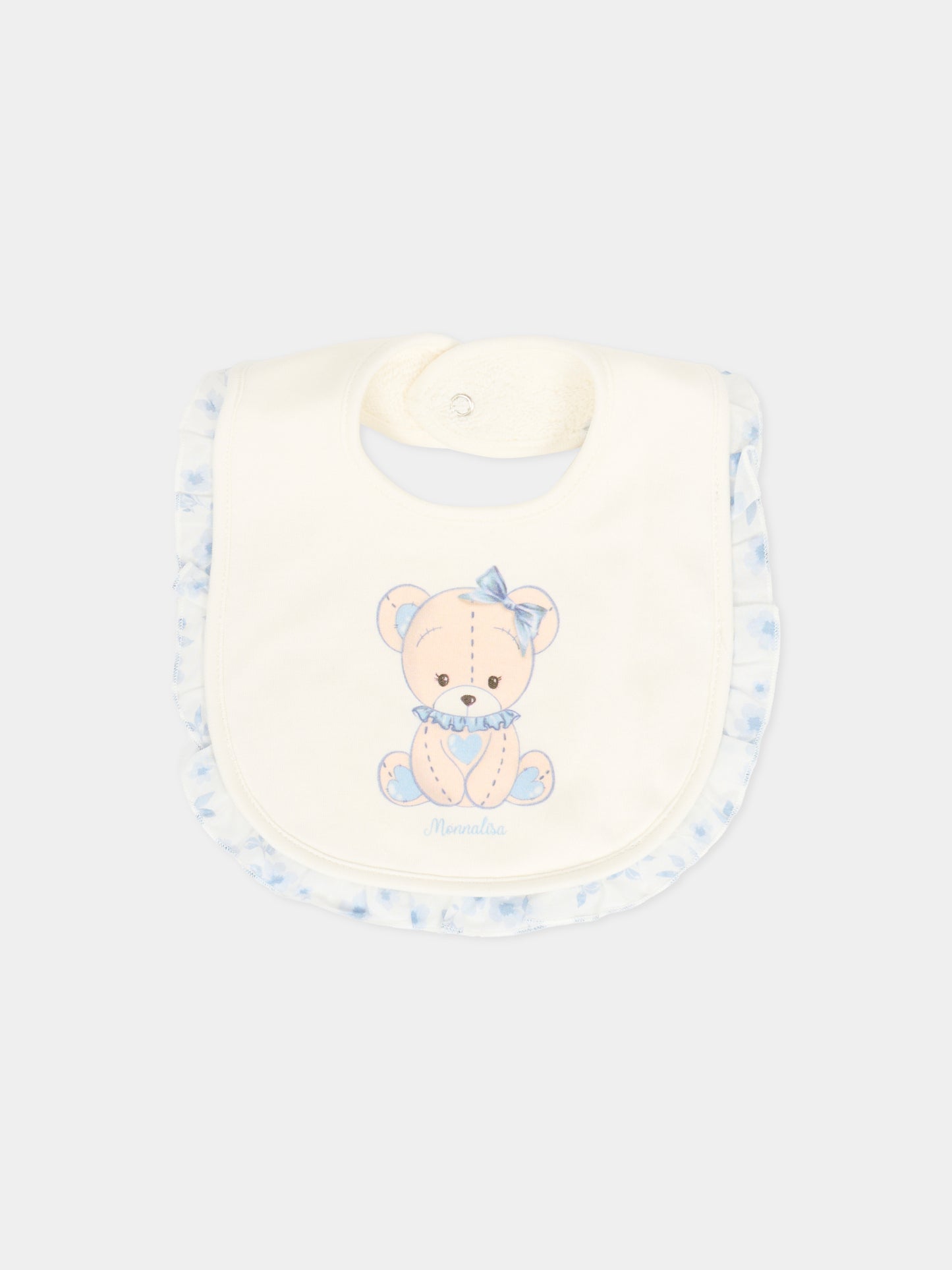 Set tutina avorio per neonata con orsetto celeste,Monnalisa,35F508 6000 0151