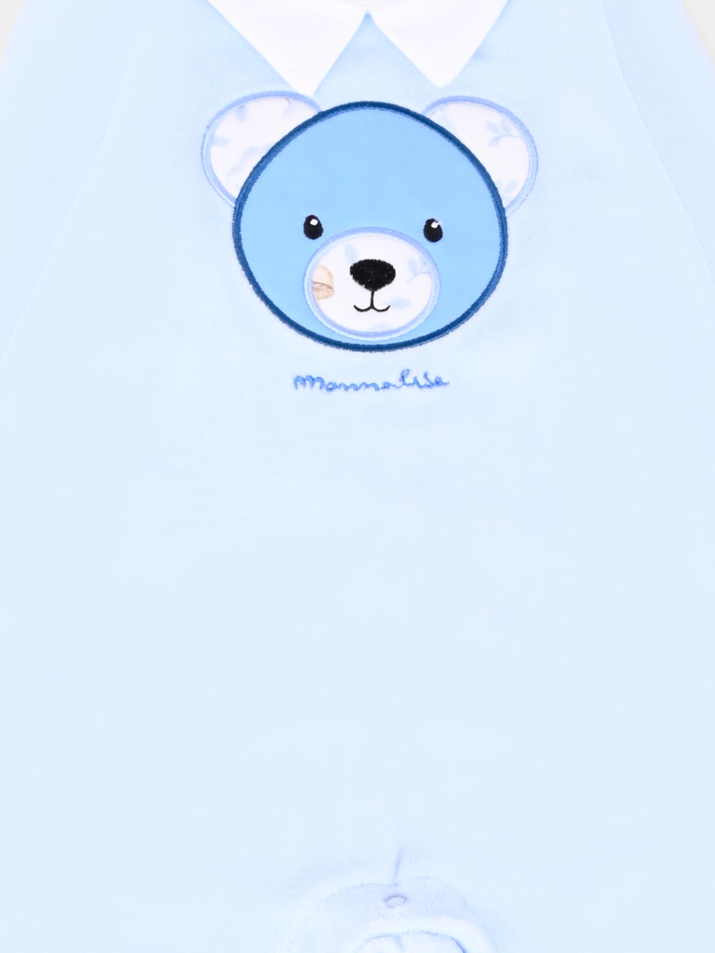 Tutina azzurra per neonato con orso,Monnalisa,22F202 6002 0052
