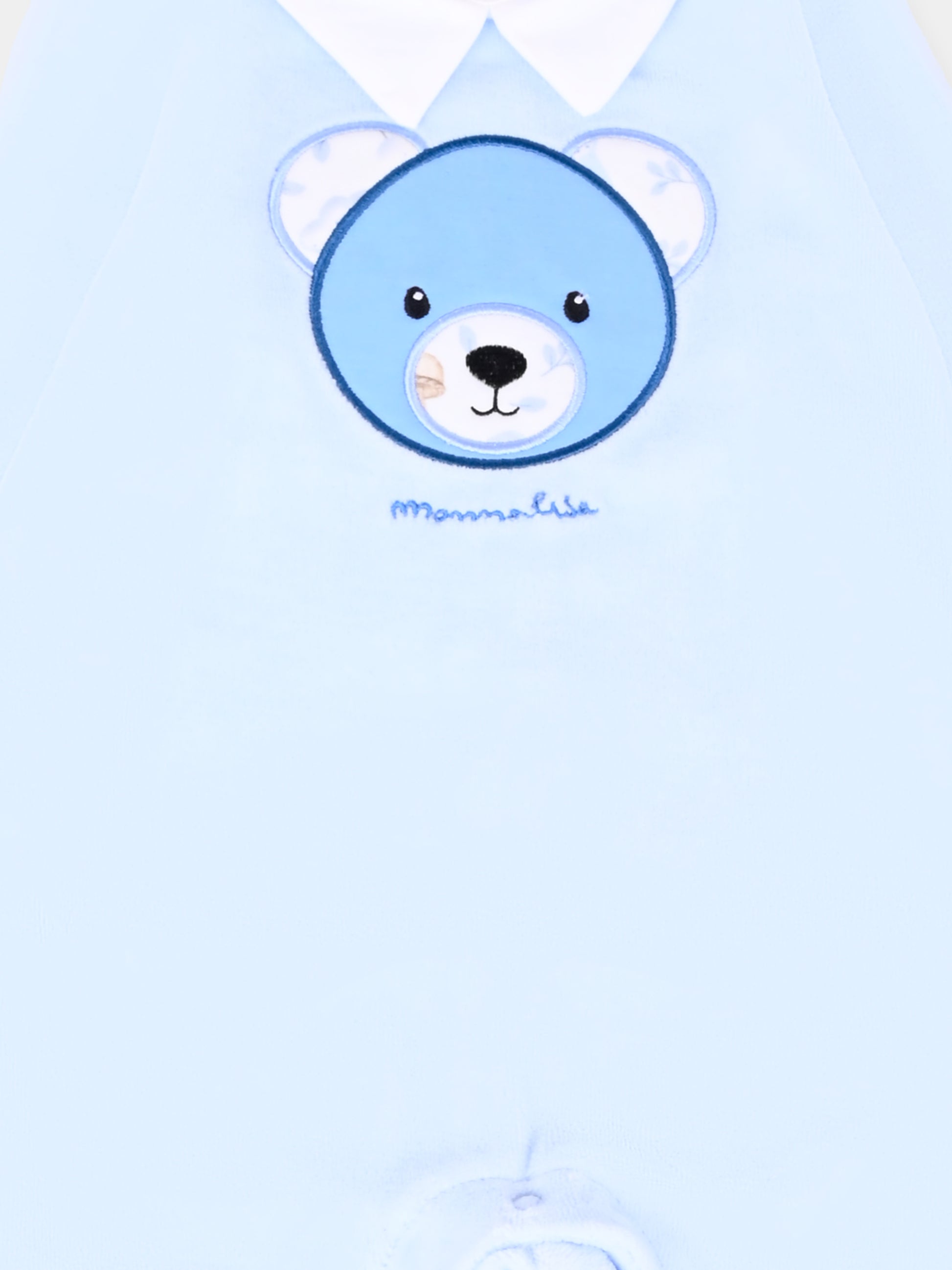 Tutina azzurra per neonato con orso,Monnalisa,22F202 6002 0052