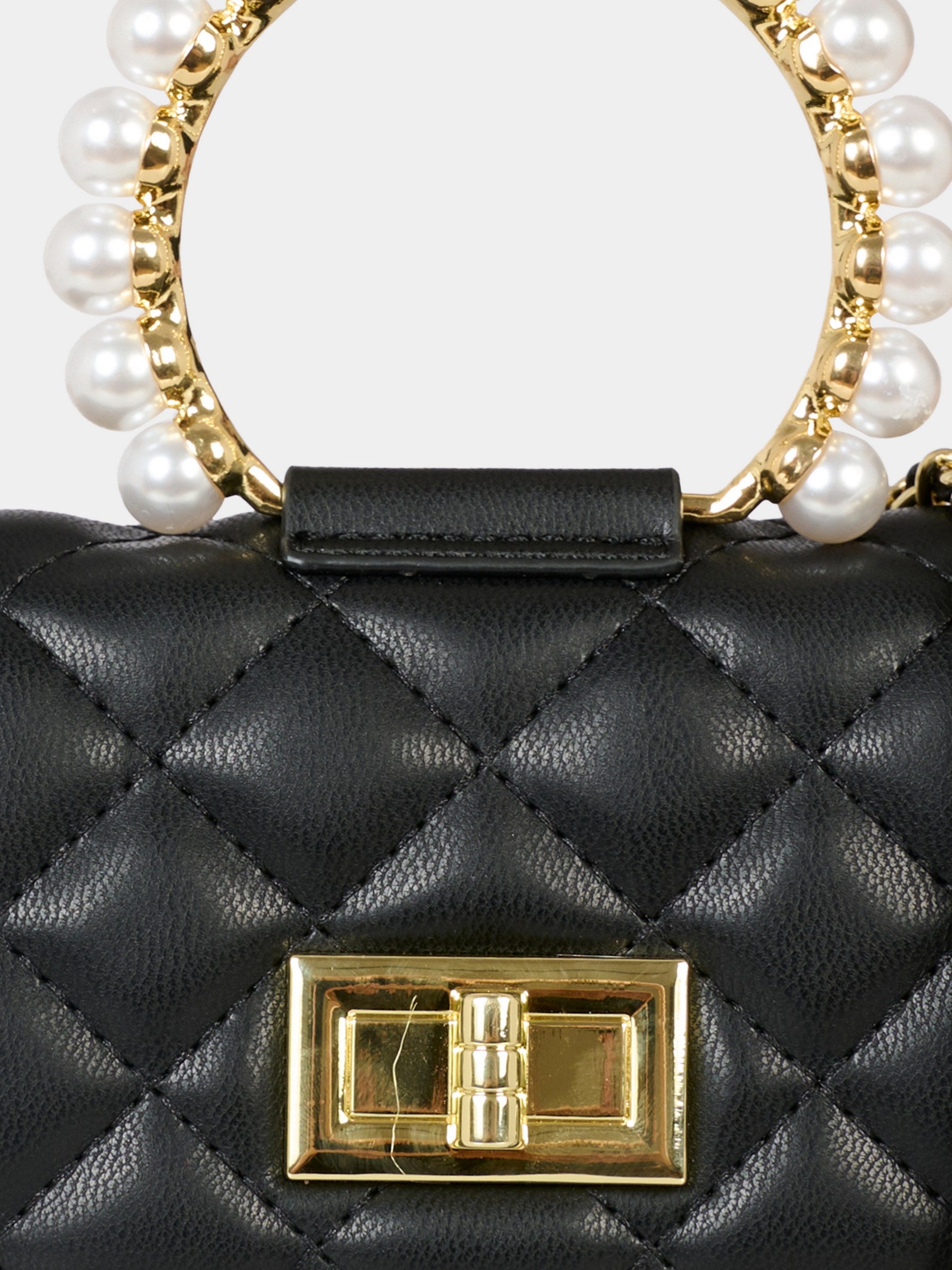 Borsa nera per bambina con perle,Monnalisa,79F001 6069 0050