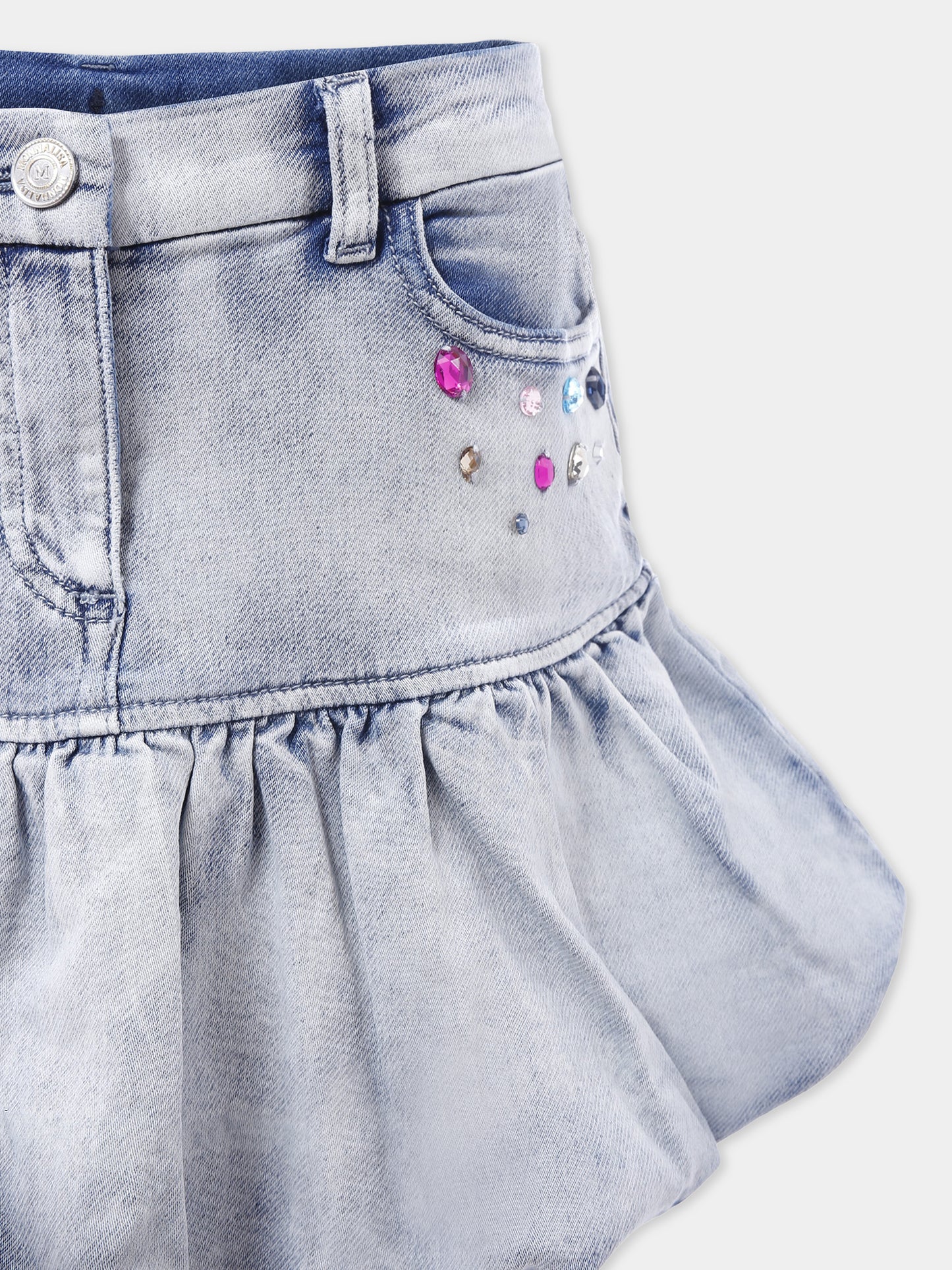 Gonna denim per bambina con Stitch e pietre,Monnalisa,19F702 6042 0062