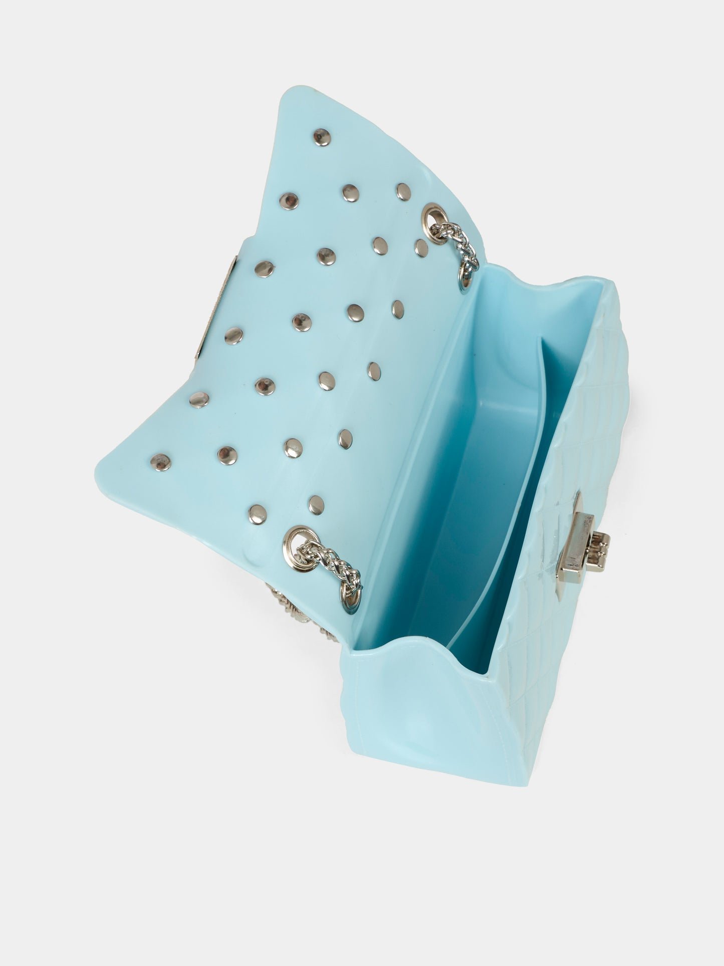 Borsa celeste per bambina con castoni,Monnalisa,17F002   6072   0058