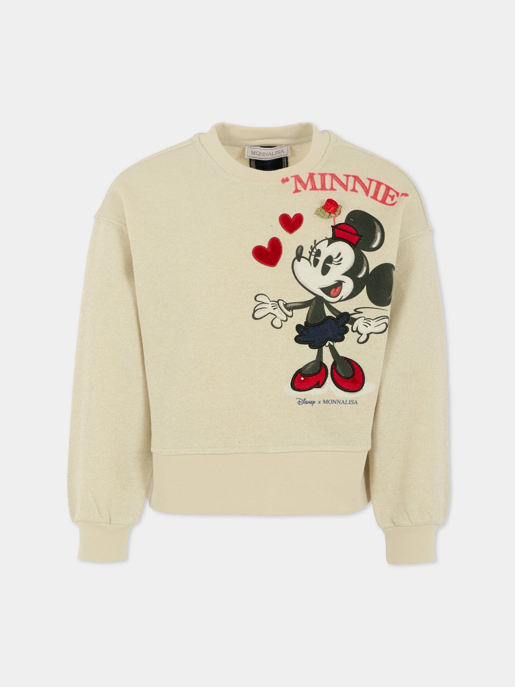 Felpa grigia per bambina con Minnie,Monnalisa,19F603 6028 0029