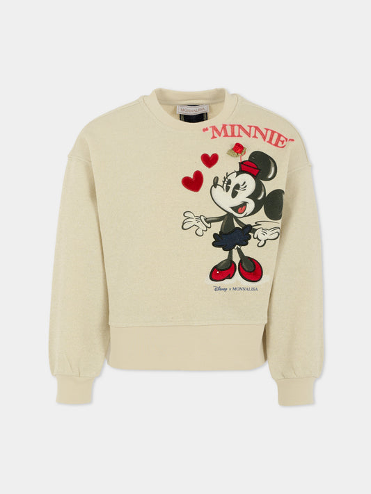 Felpa grigia per bambina con Minnie,Monnalisa,19F603 6028 0029