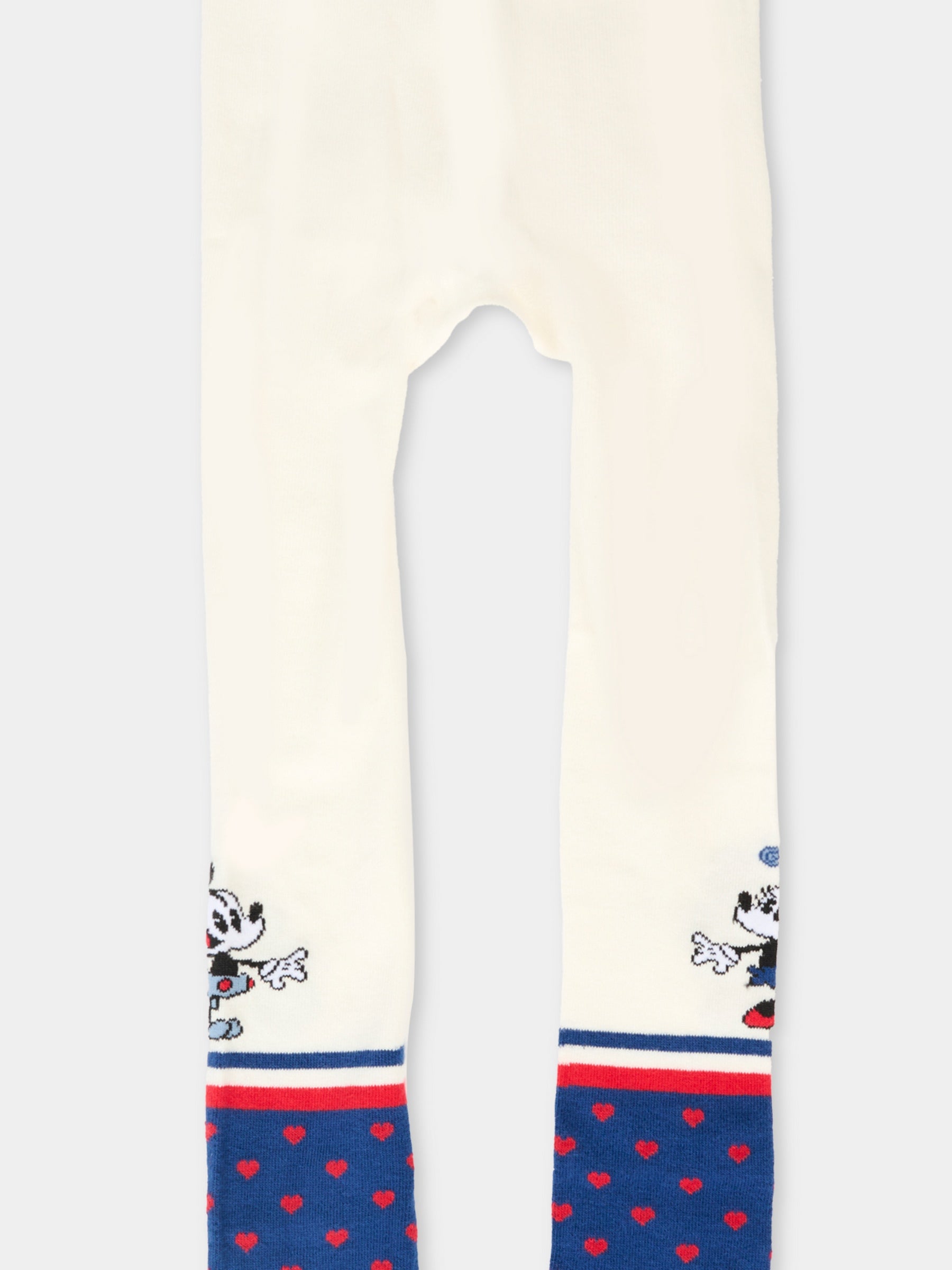 Collant bianchi per bambina con Minnie e Topolino,Monnalisa,19F010 6076 0156