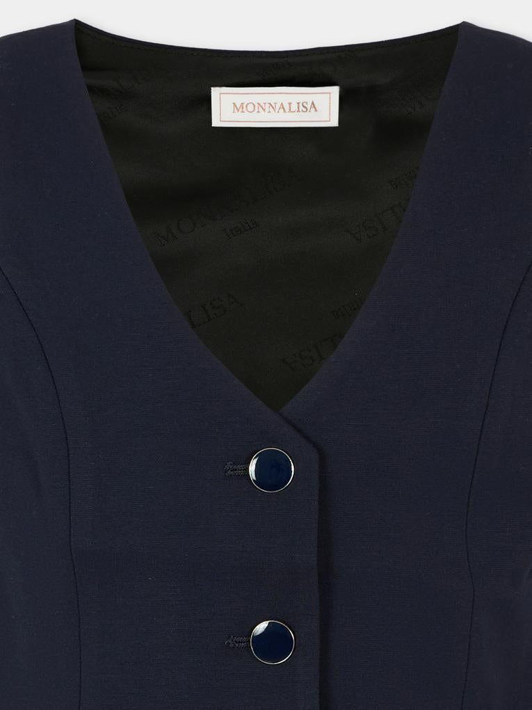 Panciotto blu per bambina con logo,Monnalisa,18F202 6225 056S