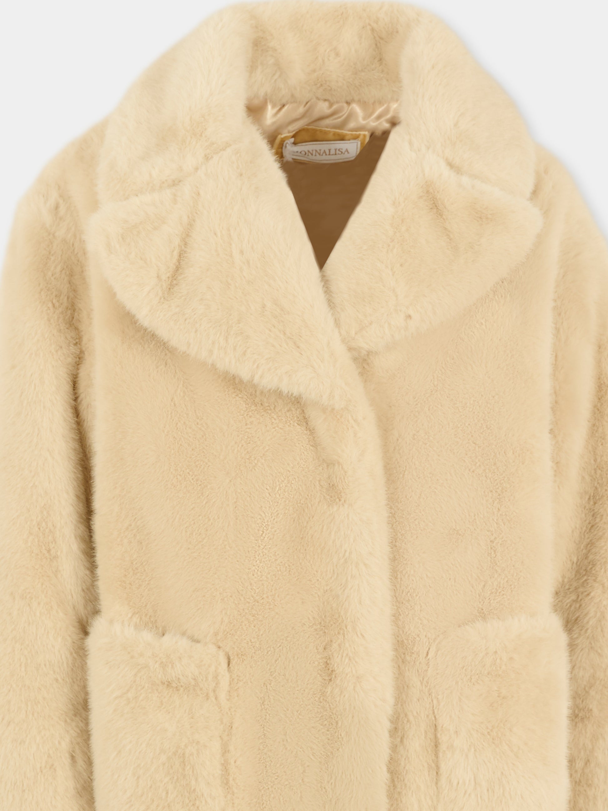 Ecopelliccia beige per bambina,Monnalisa,17F104 6030 0003