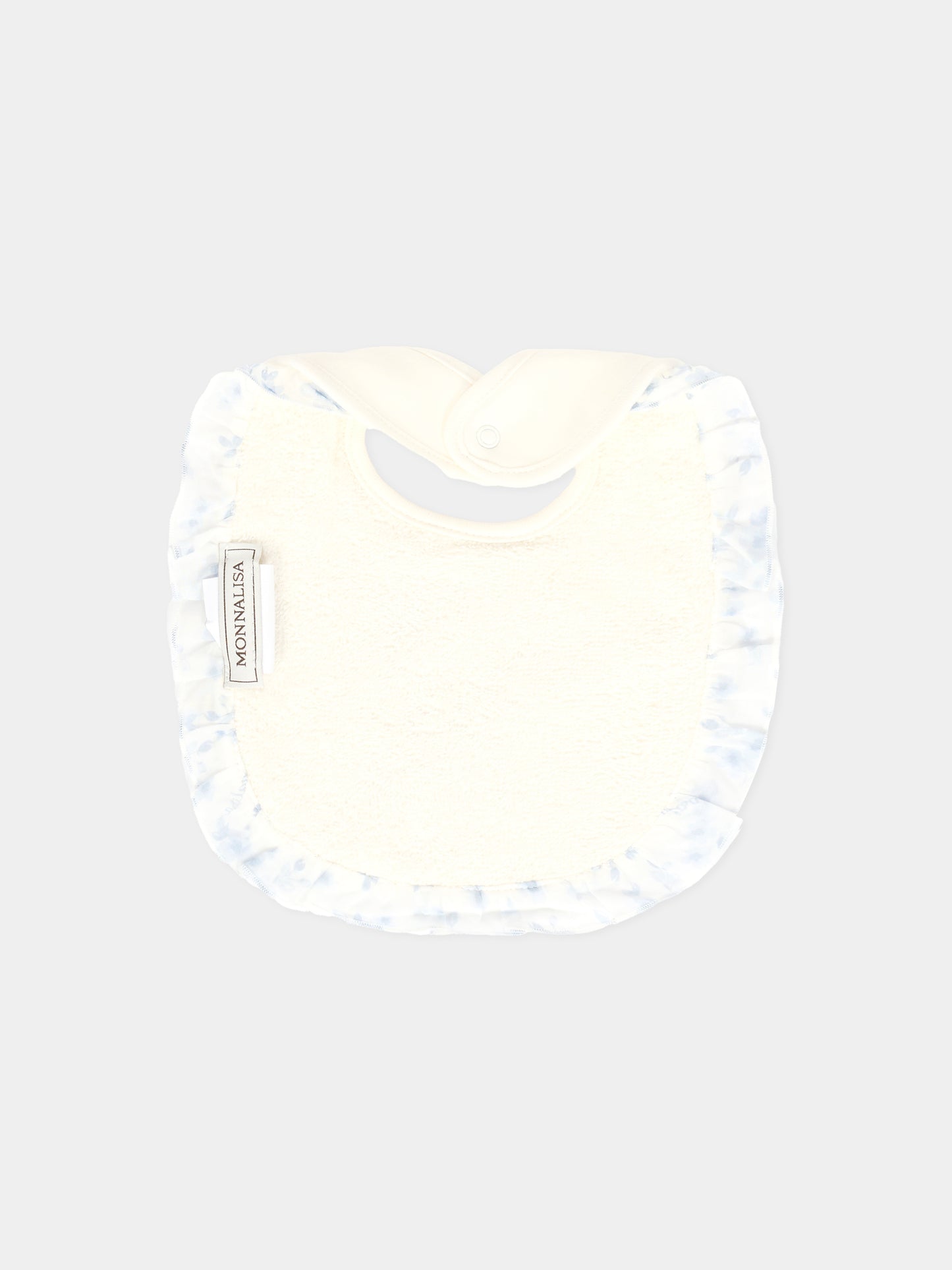 Bavaglino avorio per neonata con orsetto celeste,Monnalisa,35F012NP 6000 0151