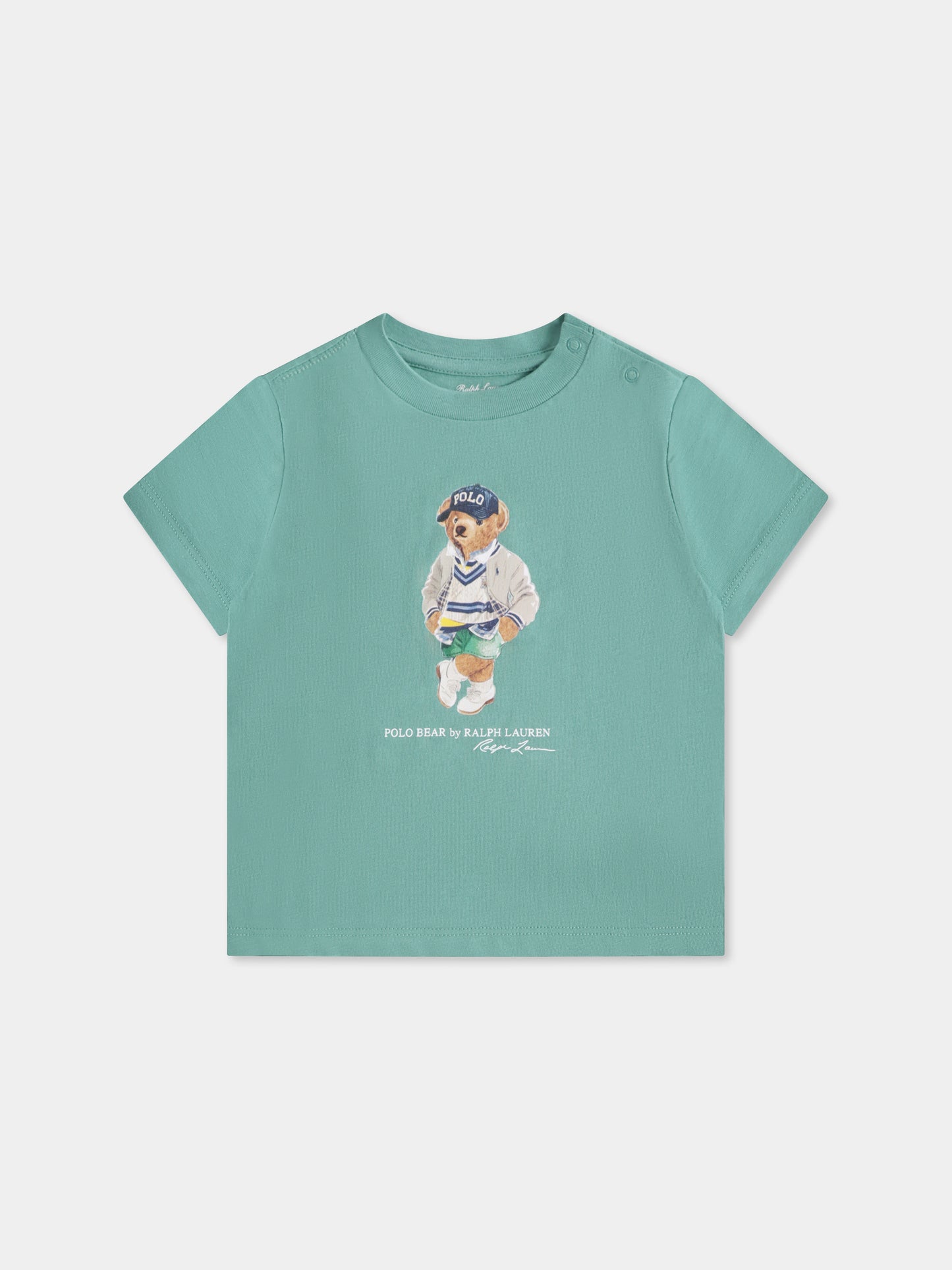Green t-shirt for baby boy with Polo Bear