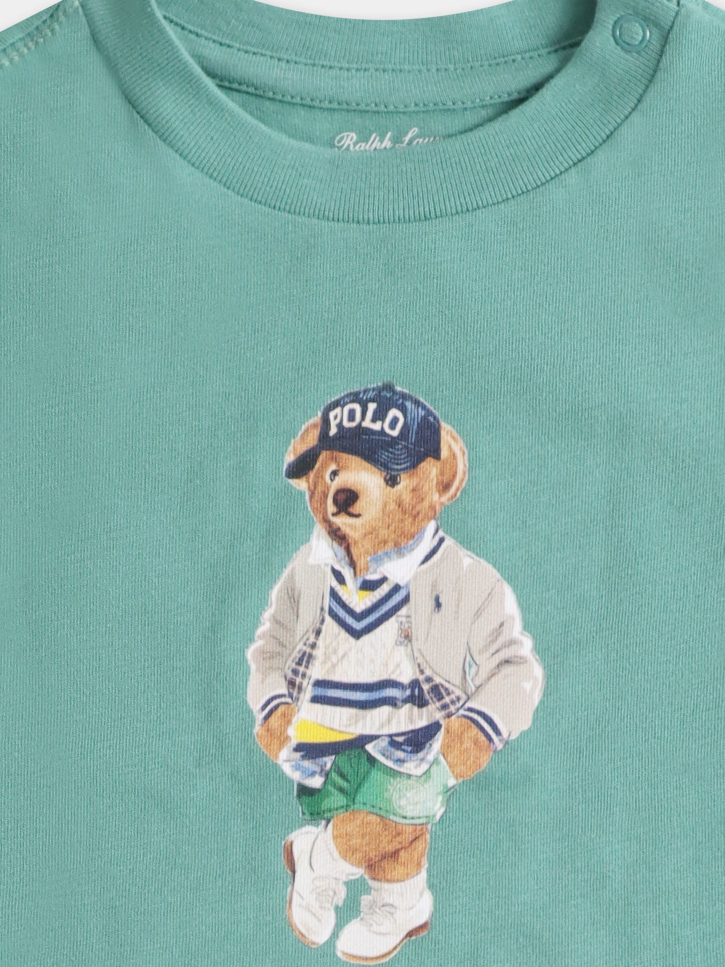 Green t-shirt for baby boy with Polo Bear