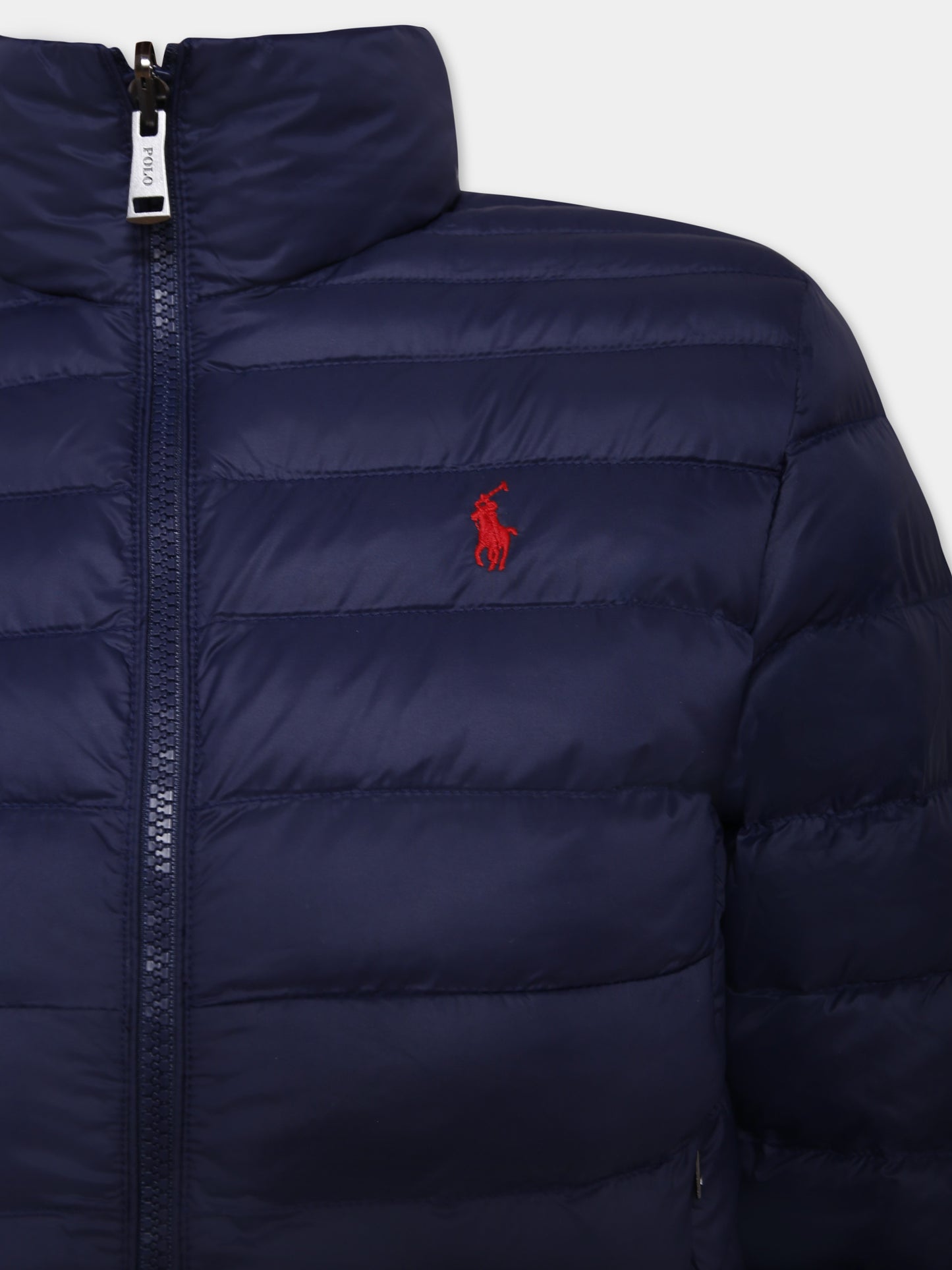 Piumino blu per bambino con cavallino,Ralph Lauren Kids,969870002