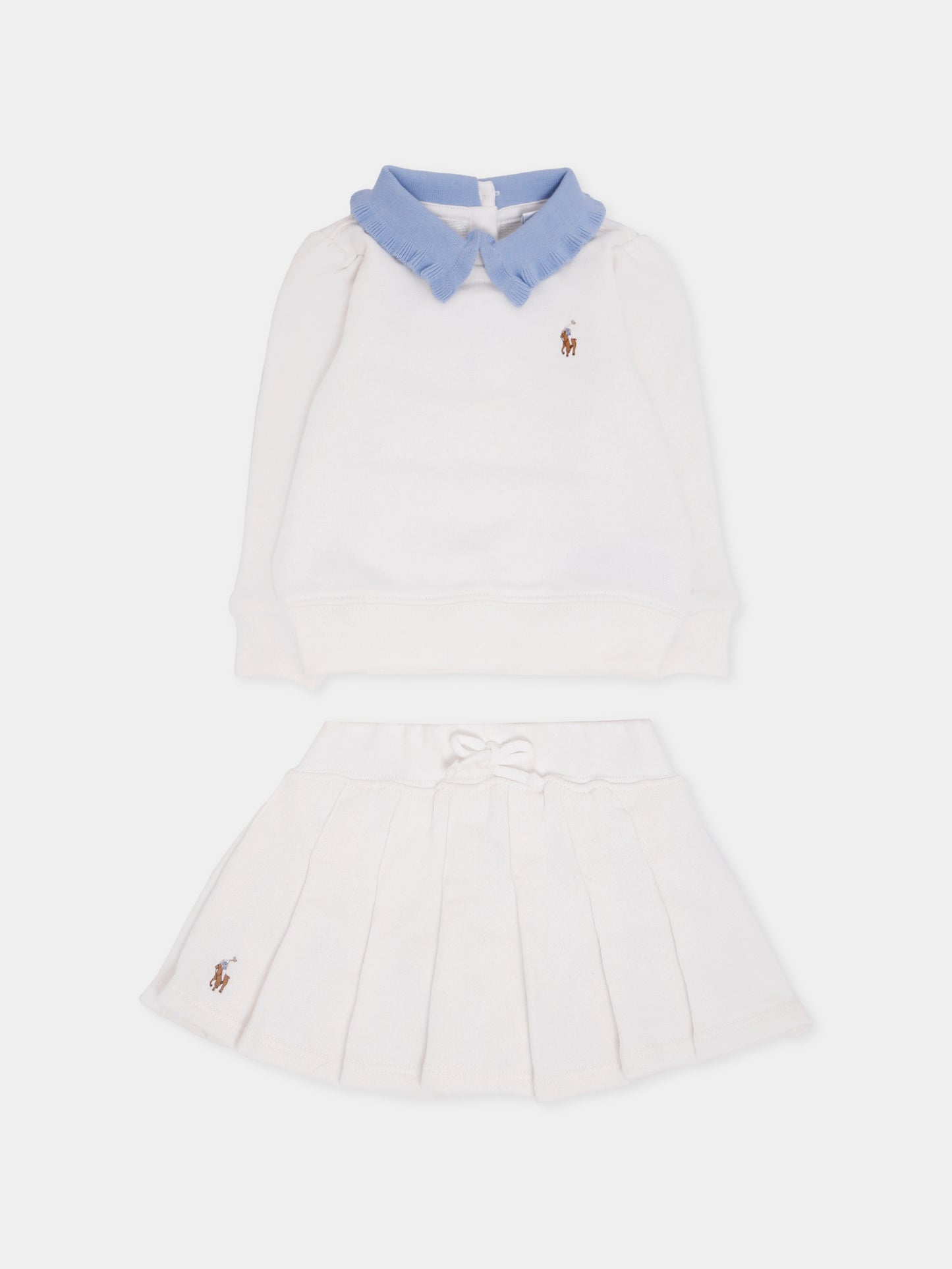 Completo bianco per neonata con cavallino,Ralph Lauren Kids,972352001