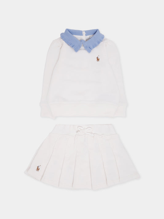 Completo bianco per neonata con cavallino,Ralph Lauren Kids,972352001