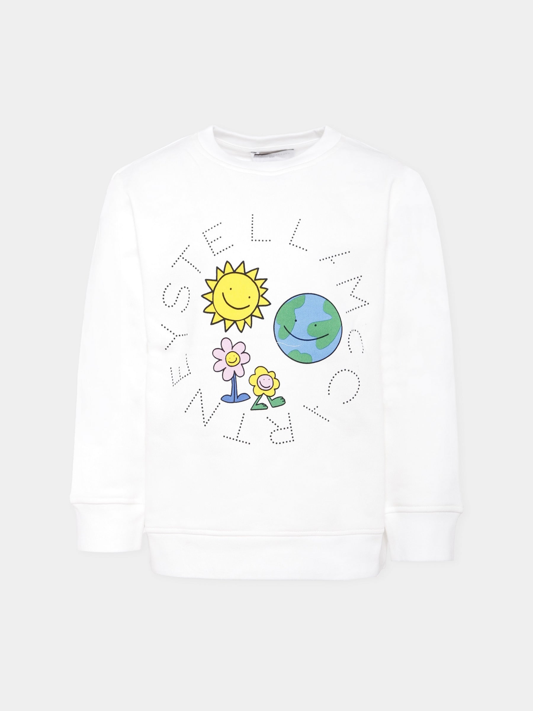 Felpa avorio per bambini con sole e terra,Stella Mccartney Kids,TX4A30 Z3059 103