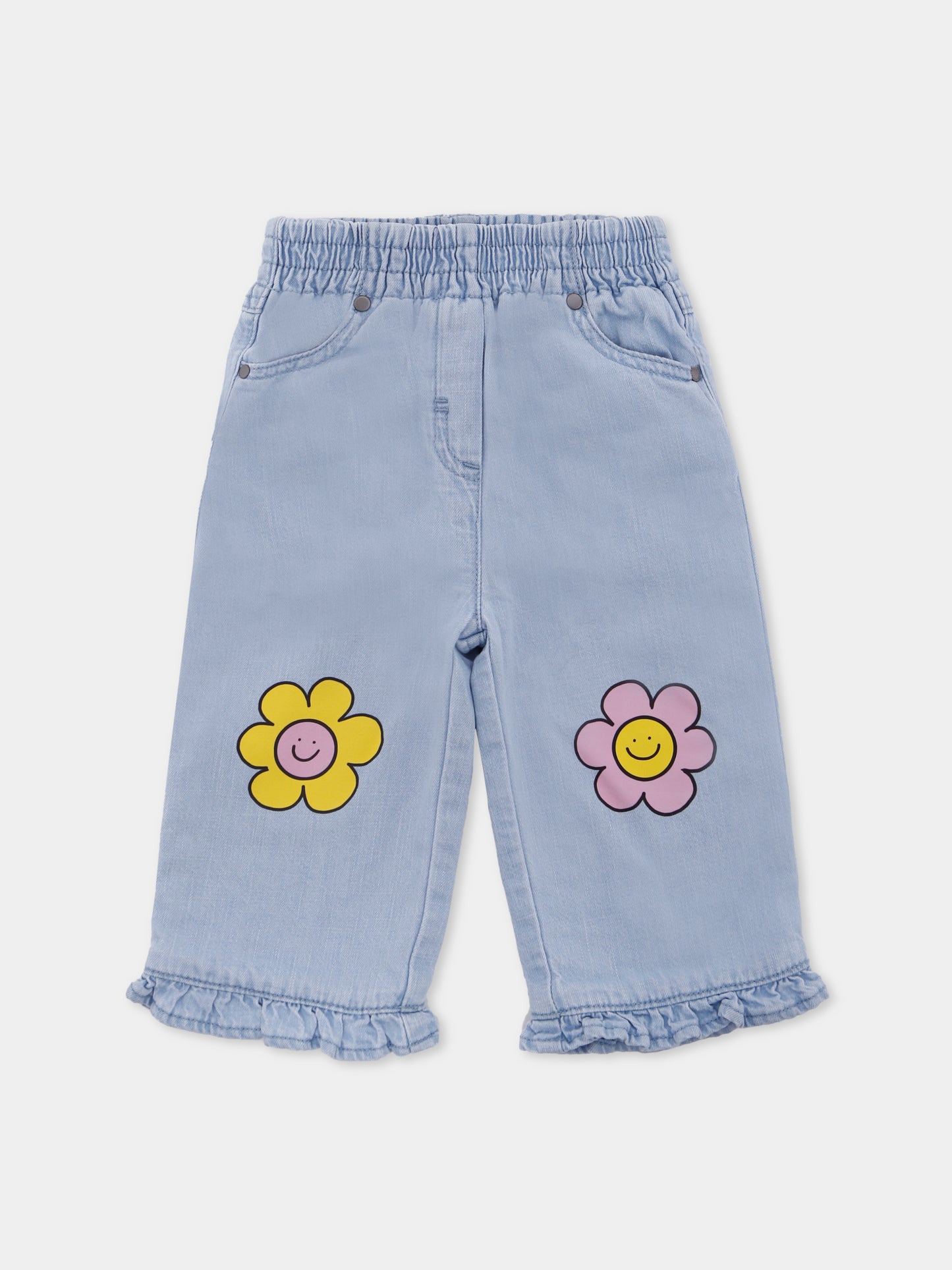 Jeans azzurri per neonata con fiori,Stella Mccartney Kids,TX6020 Z0522 606