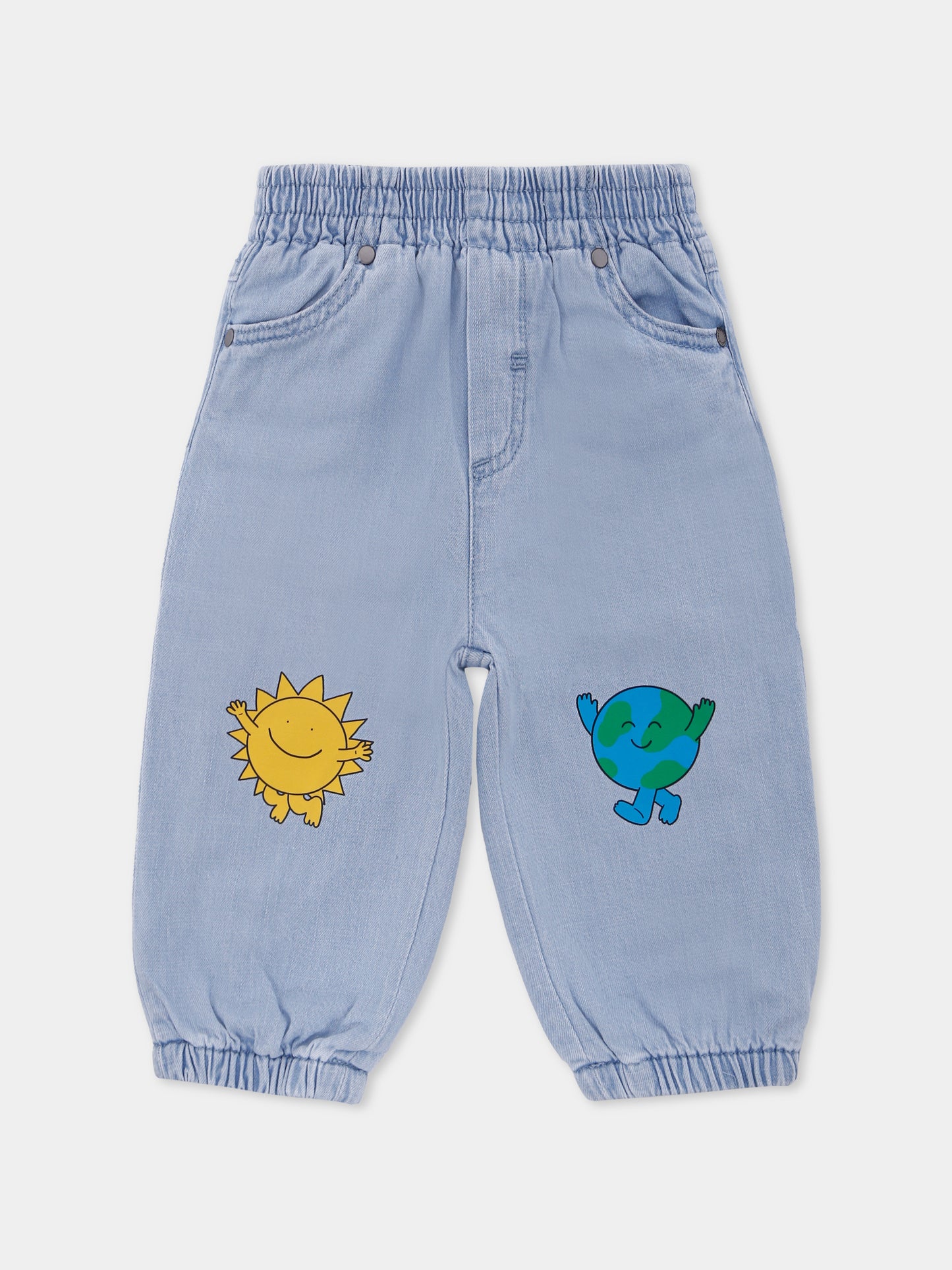 Jeans azzurri per neonato con terra e sole,Stella Mccartney Kids,TX6520 Z0522 606