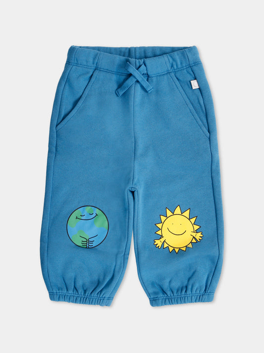 Pantaloni blu per neonato con modno e sole,Stella Mccartney Kids,TX6530 Z0453 60P