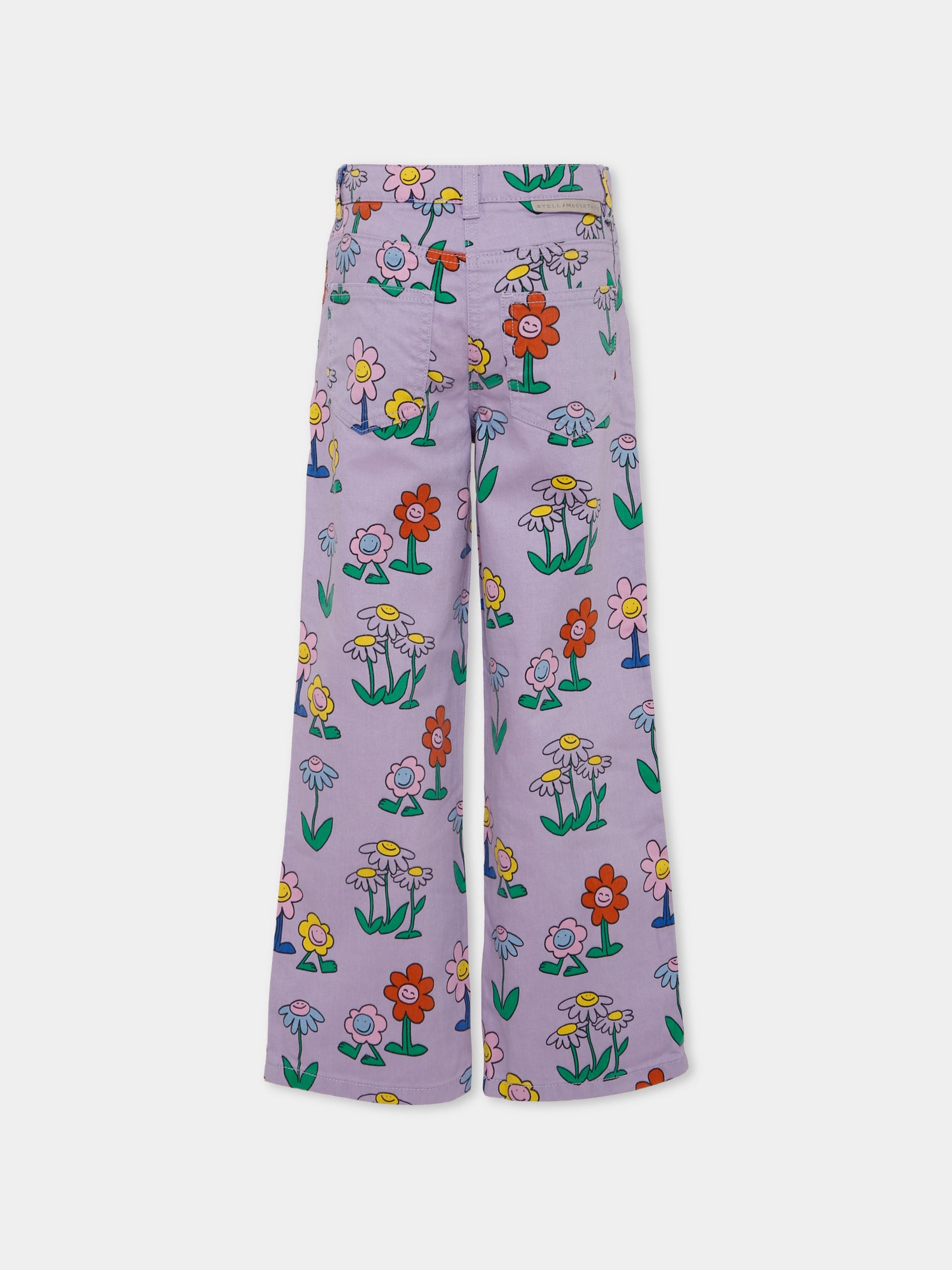 Pantaloni lilla per bambina con fiori all over,Stella Mccartney Kids,TX6A70 Z3106 522MC
