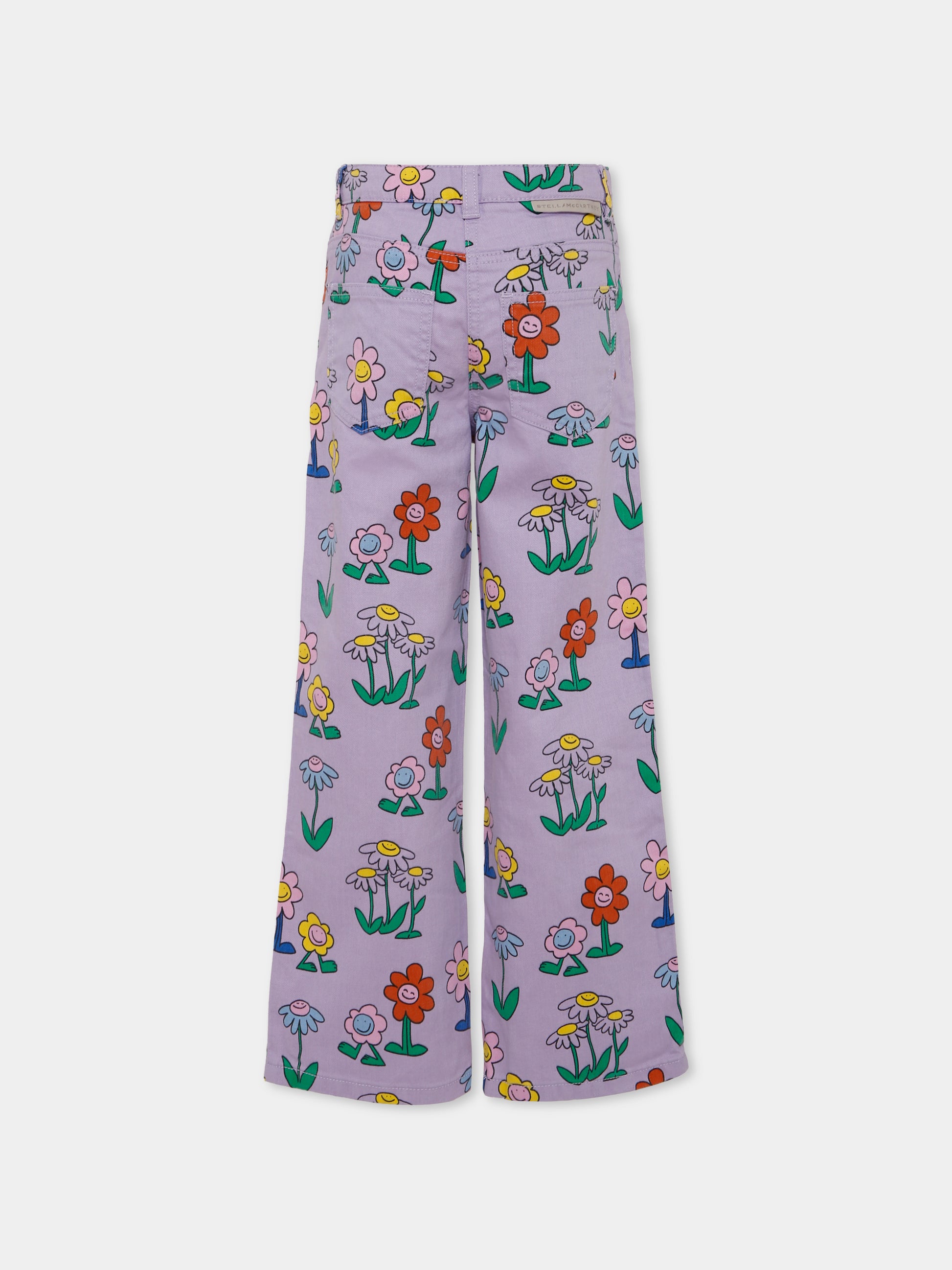 Pantaloni lilla per bambina con fiori all over,Stella Mccartney Kids,TX6A70 Z3106 522MC